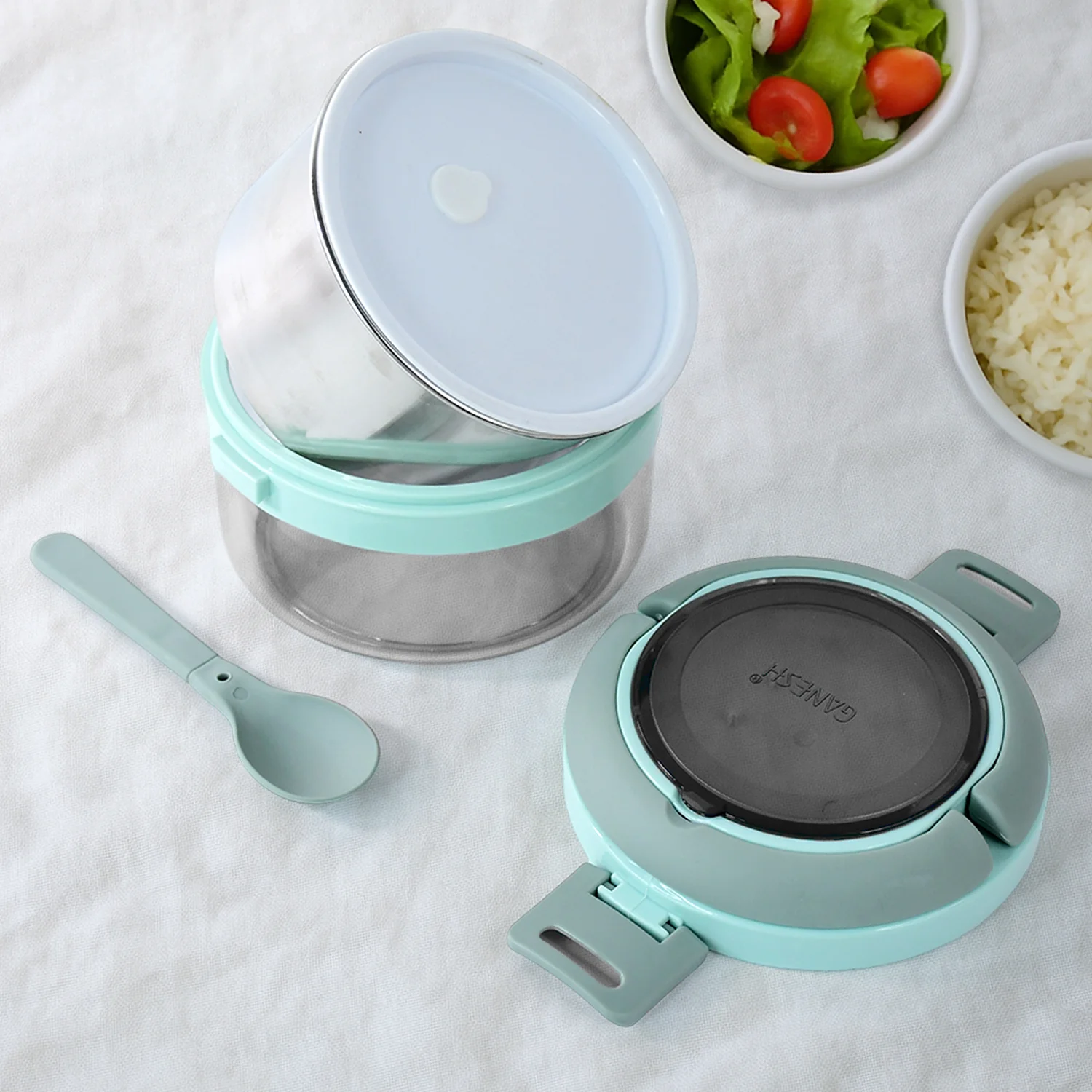 Ganesh Tiara 400ml Stainless Steel Insulated Lunch Box Leakproof Lid & Folding Spoon - Image 4