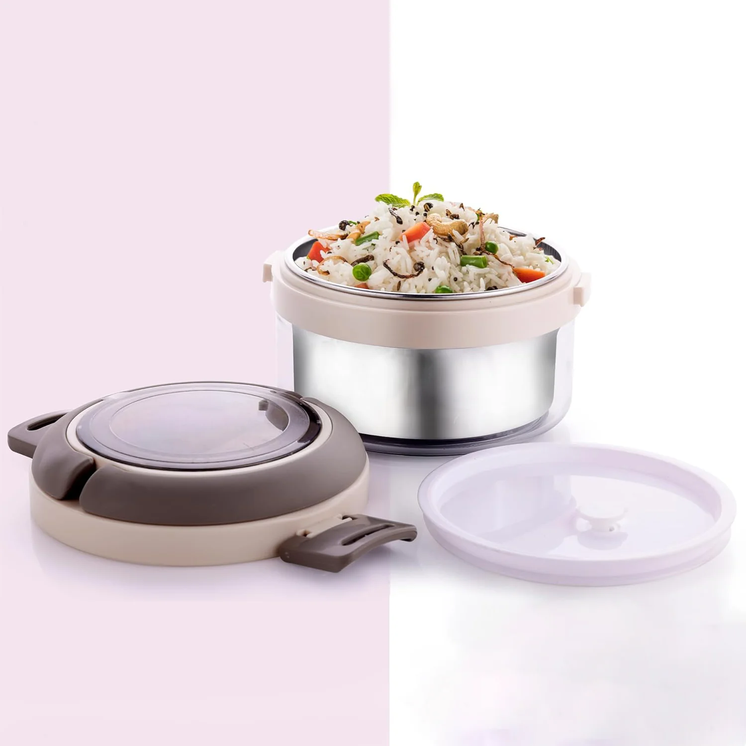 Ganesh Tiara 400ml Stainless Steel Insulated Lunch Box Leakproof Lid & Folding Spoon - Image 7