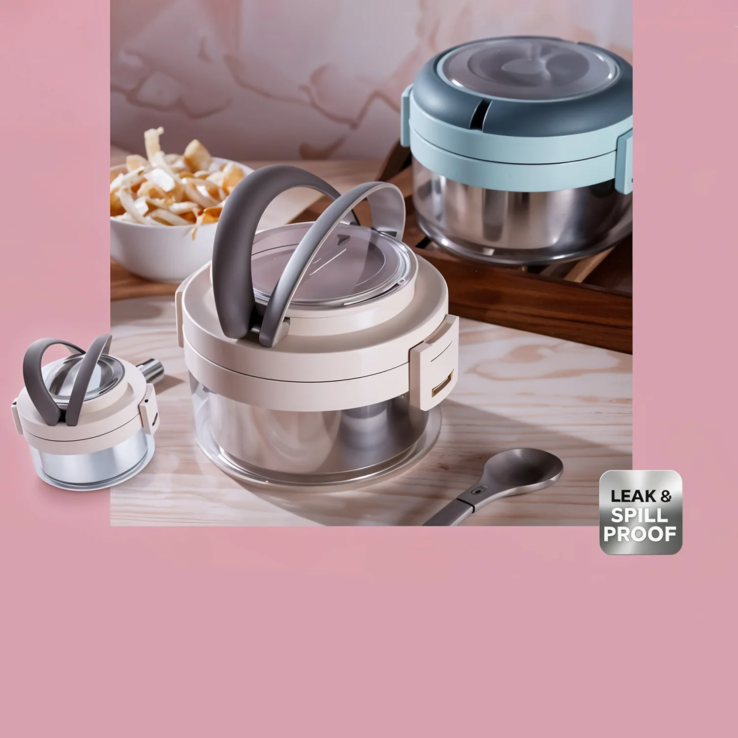 Ganesh Tiara 400ml Stainless Steel Insulated Lunch Box Leakproof Lid & Folding Spoon - Image 8