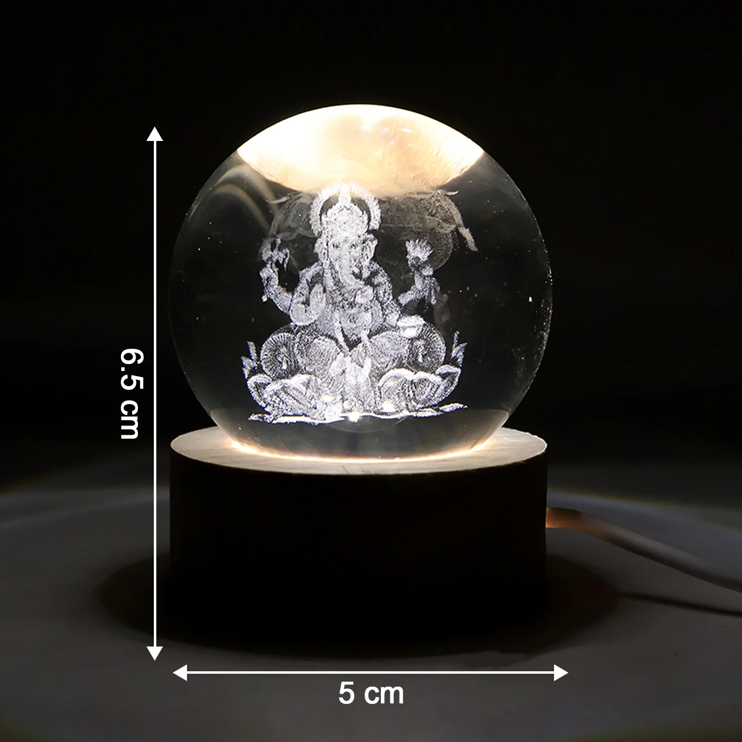 Ganpati 3D Crystal Ball lamps With Wood Base - Image 7