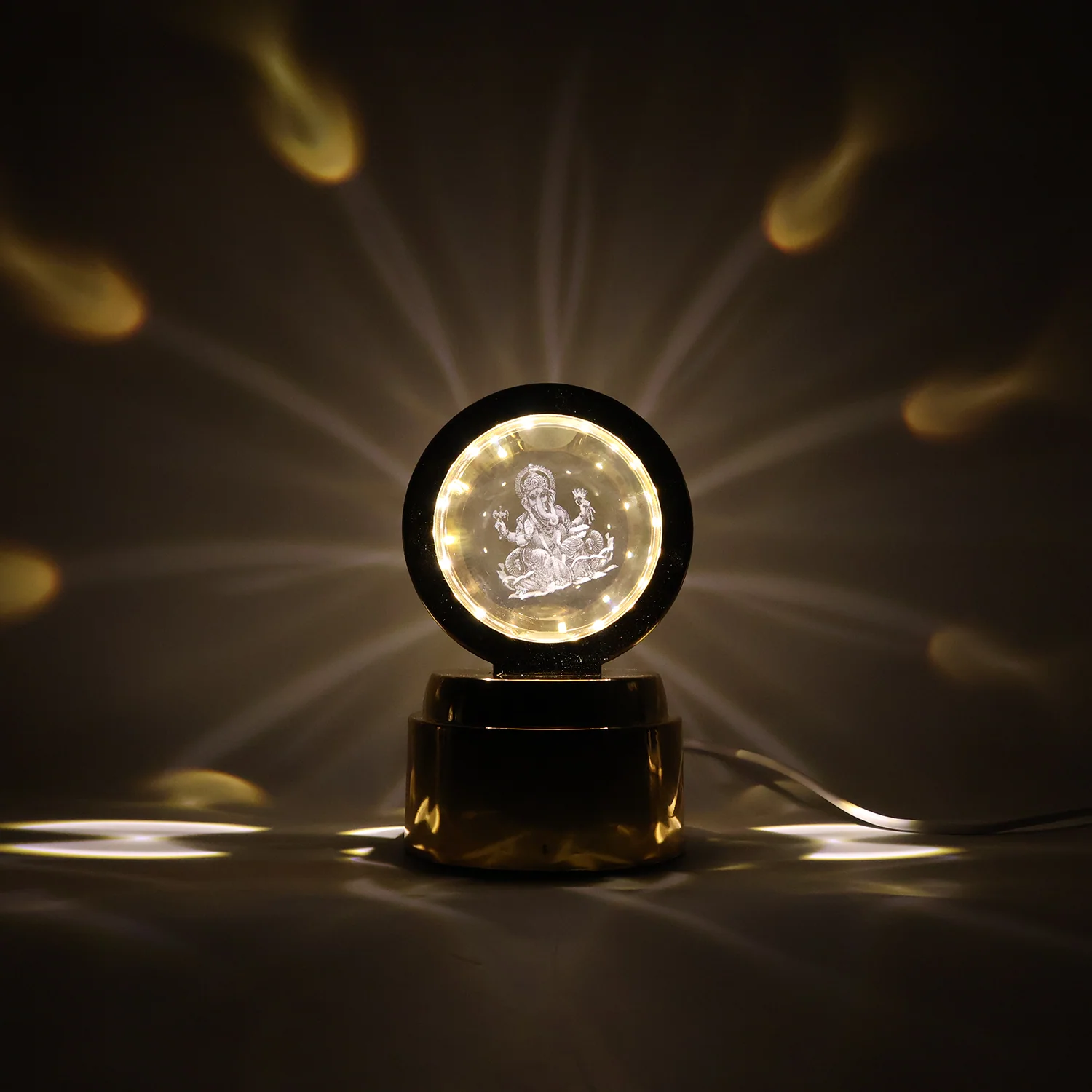 Ganpati Bapa 3D Crystal Ball Night Light with LED Illumination (1 Pc) - Image 7