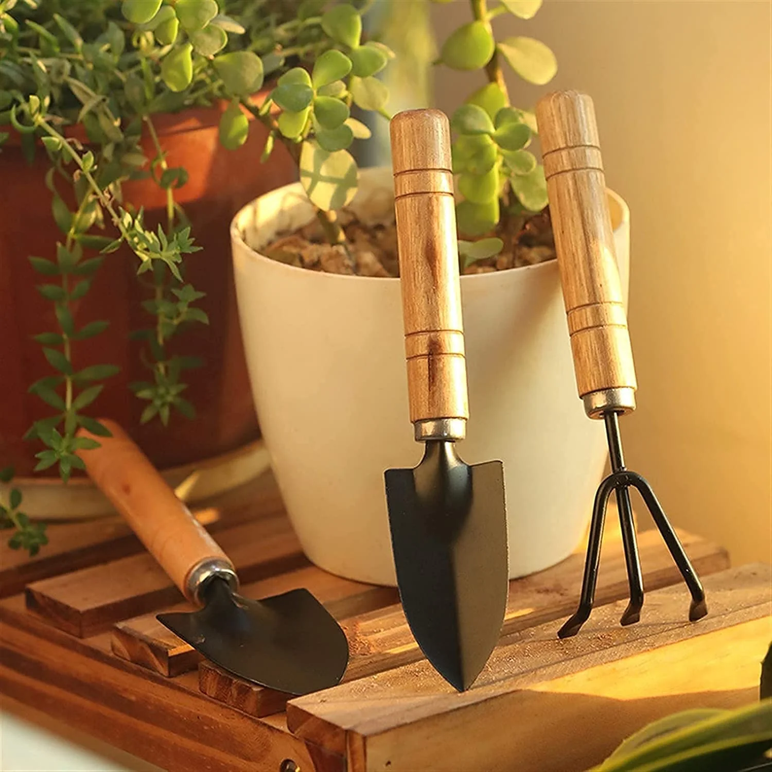 Garden Tool Kit Durable Hand Tools Set with Wooden Handle (3 Pc) - Image 7