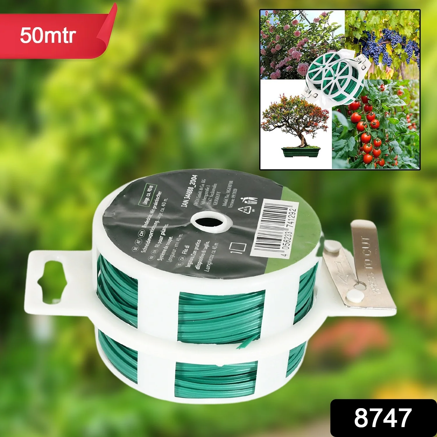 Garden Wire, Sturdy Plant Ties for Support, Garden Ties with Cutter (50 Mtr) - Image 2