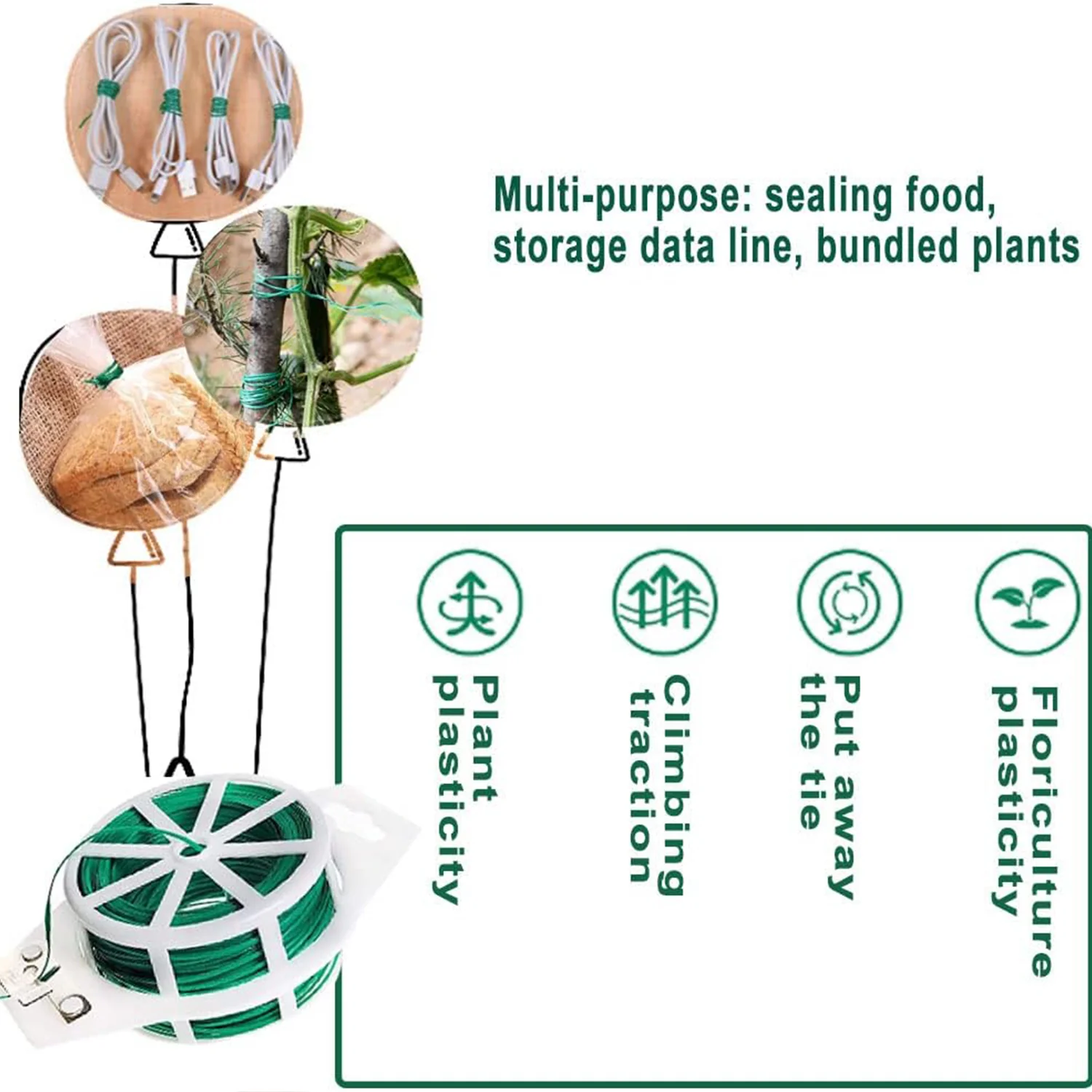 Garden Wire, Sturdy Plant Ties for Support, Garden Ties with Cutter (50 Mtr) - Image 4