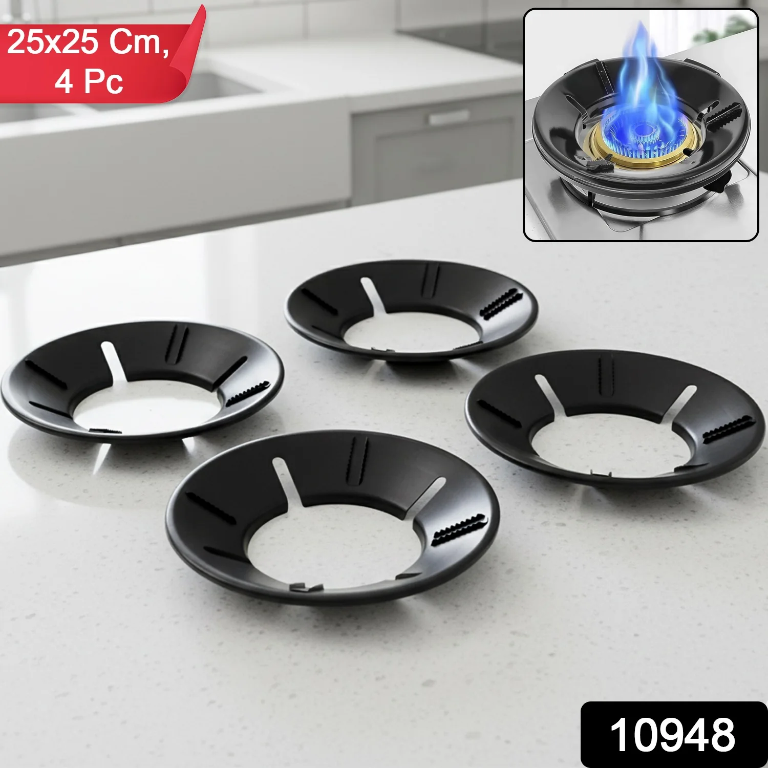 Gas Stove Flame Protector Ring (25 x 25 cm, 4 Pc) - Image 2