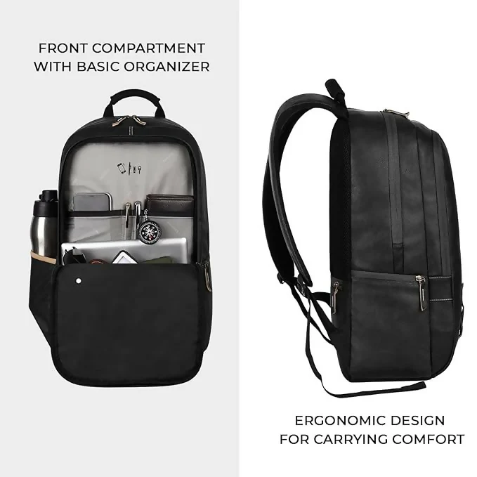 GEAR Laptop Back Pack Classic Faux Leather Black - Image 2