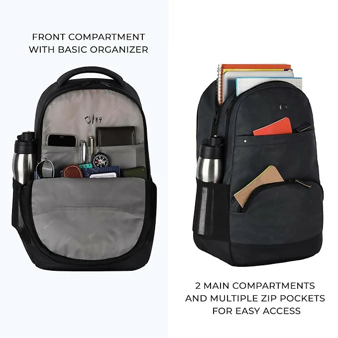 GEAR Vintage Faux Leather Laptop Backpack Navy Black - Image 3