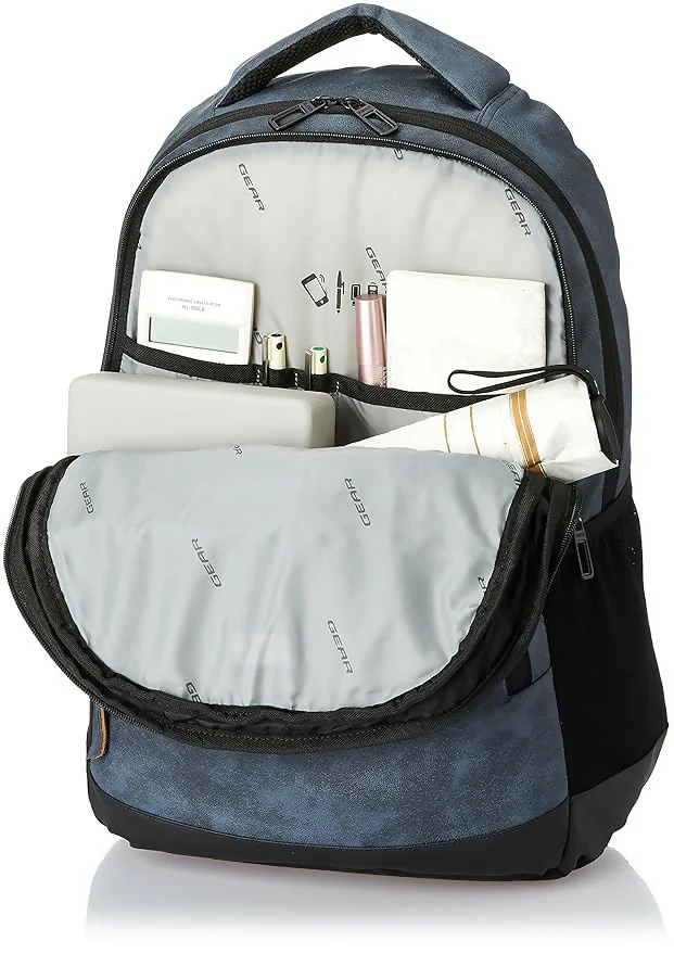 GEAR Vintage Faux Leather Laptop Backpack Navy Black - Image 4