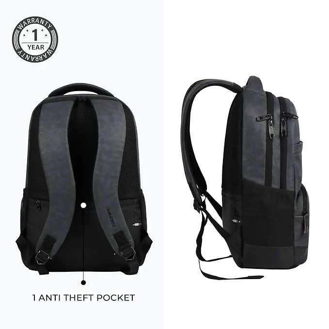 GEAR Vintage Faux Leather Laptop Backpack Navy Black - Image 6