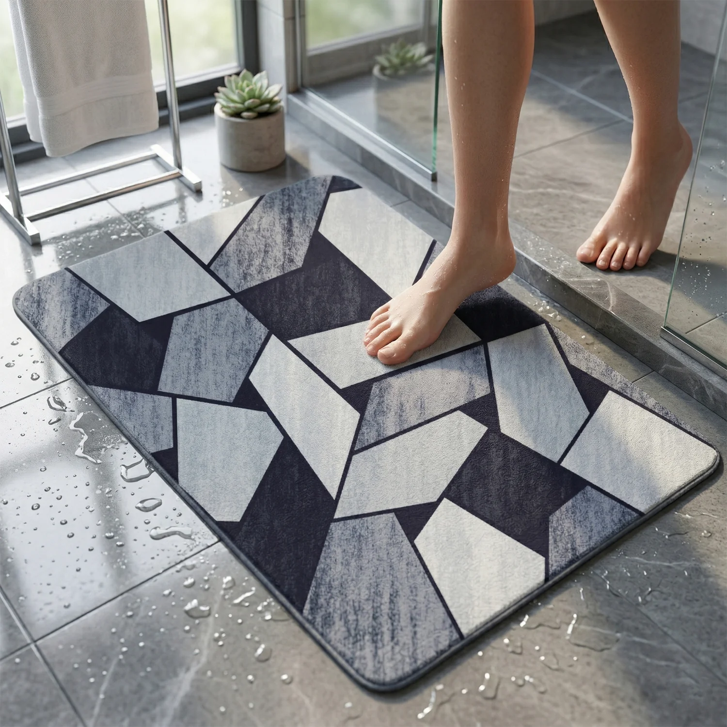 Geometric Anti Slip Door Floor Mat (1 Pc, 90x60 Cm) - Image 3