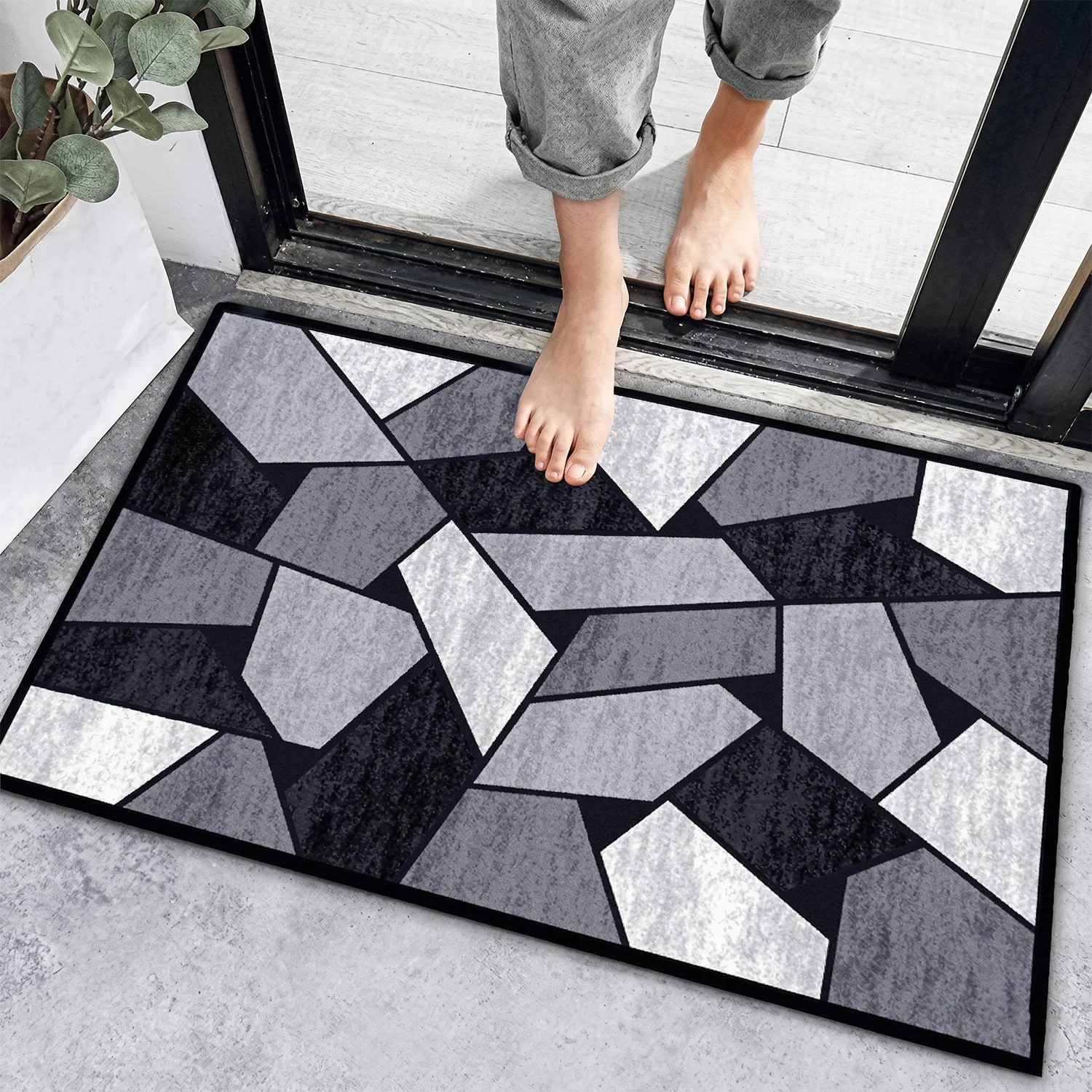 Geometric Anti Slip Door Floor Mat (1 Pc, 90x60 Cm) - Image 4