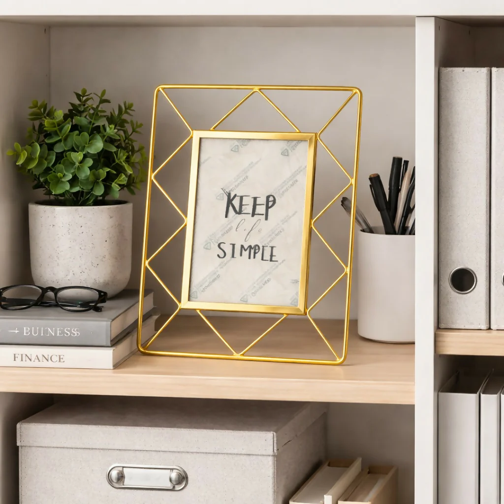 Geometric Metal Photo Frame Table Decor Stand Display Frame - Image 2
