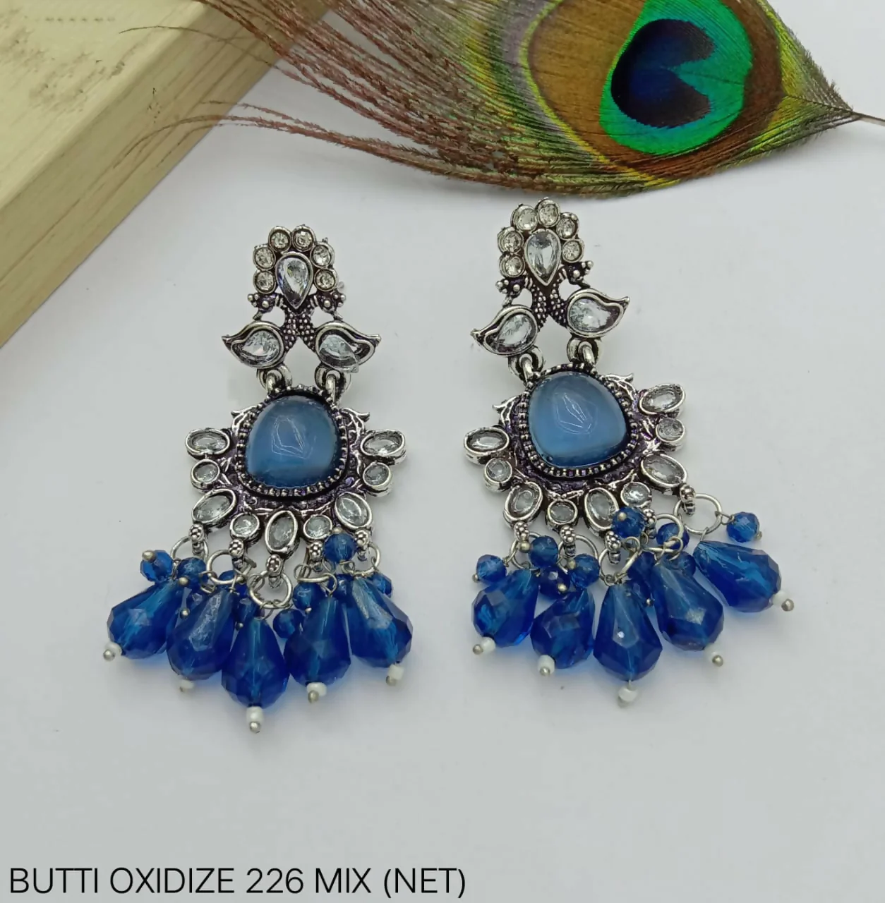 Royal Sapphire Oxidized German Silver Earrings