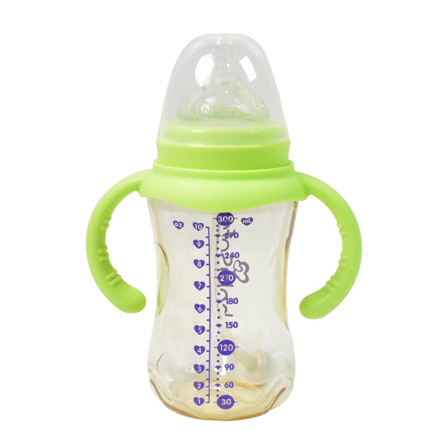 Plastic Baby Feeding Bottle with Handles, Cleaning brush & Straw (300 ML / 1 Pc) - Image 5