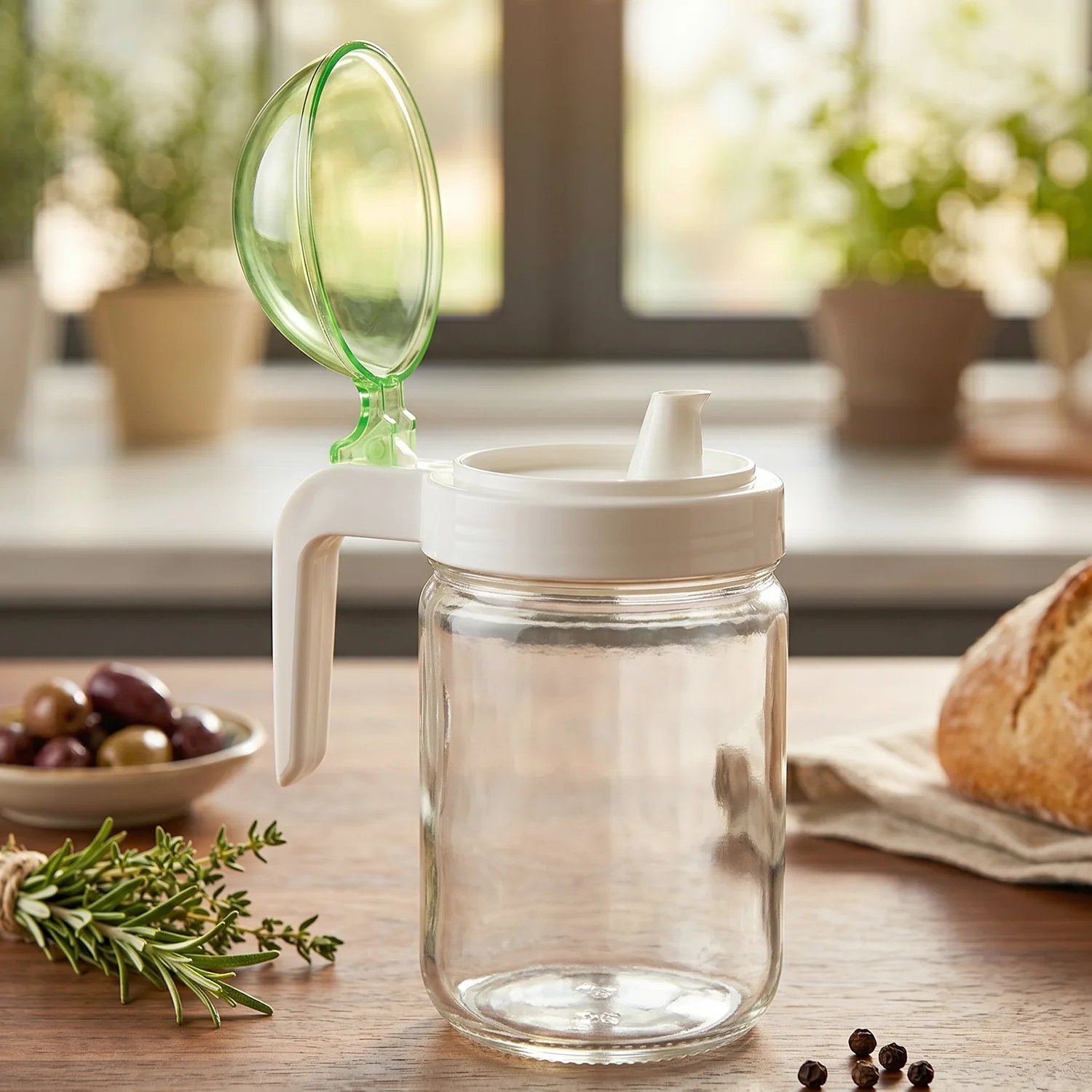 Glass Oil Bottle with Lid - 580ml Capacity, Perfect for Oil - Image 3