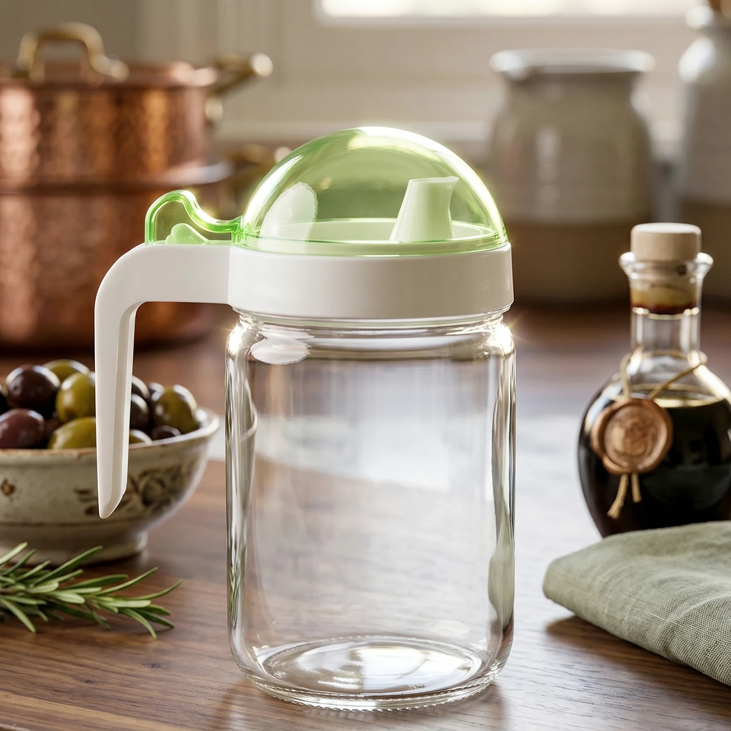 Glass Oil Bottle with Lid - 580ml Capacity, Perfect for Oil - Image 7