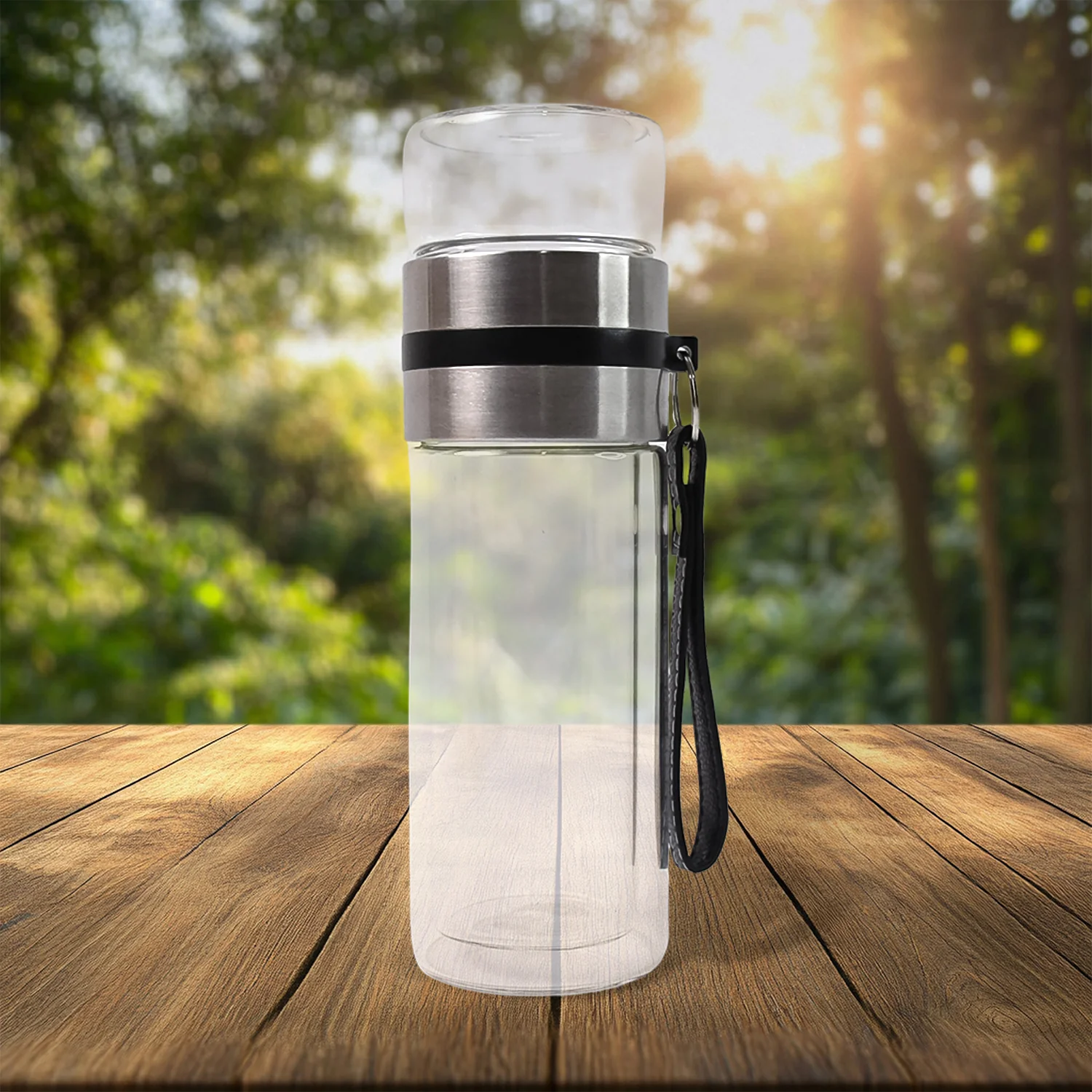 Glass Tea Infuser Bottle. Double Wall Outdoor sport Glass water bottle (550ml) - Image 3