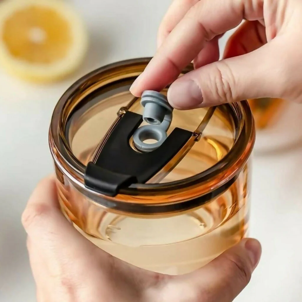 Glass Tumbler with Straw and Lid Portable Juice Coffee Cup - Image 4