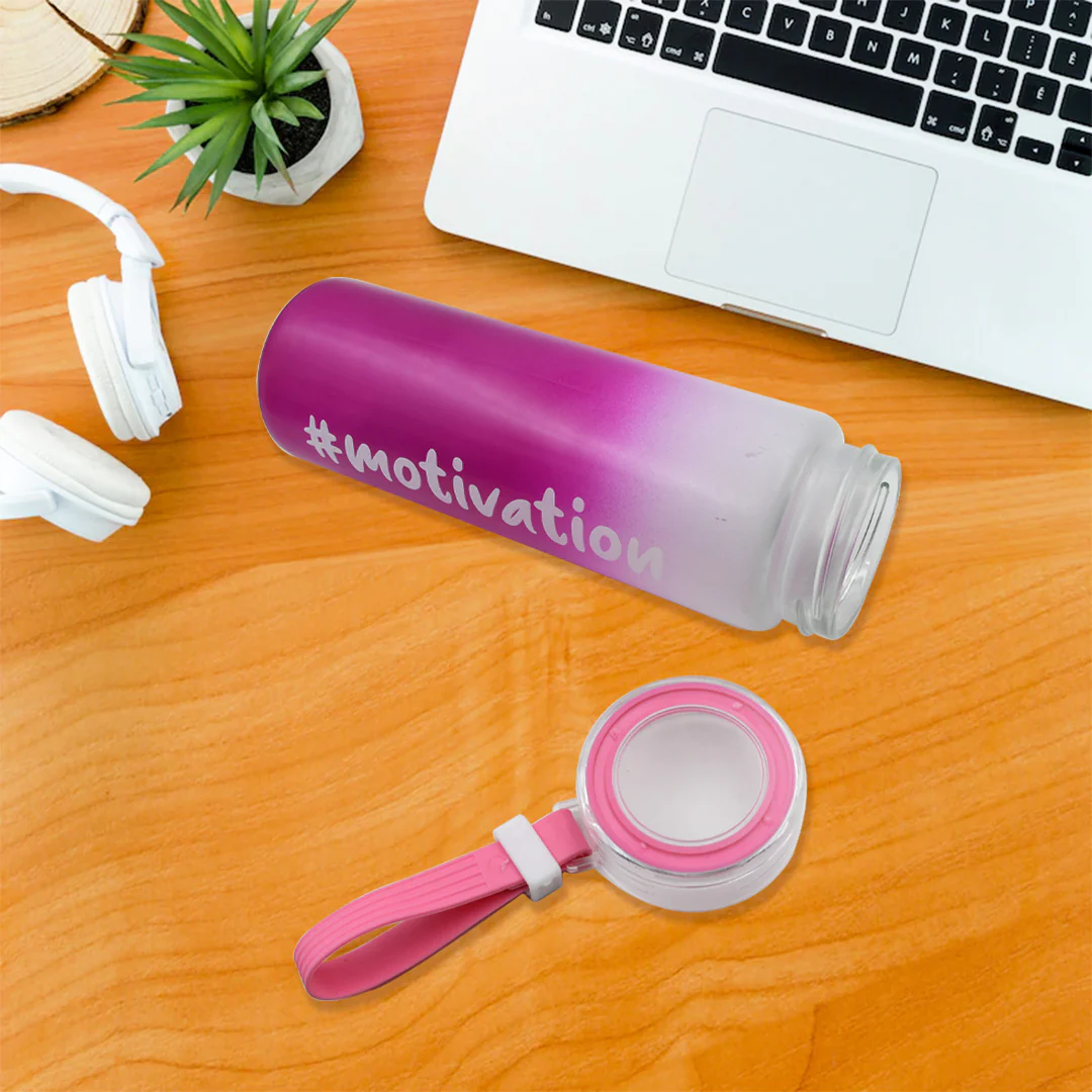 Motivational Glass Water Bottle Colorful portable Water Glass Bottle (350 ML) - Image 4