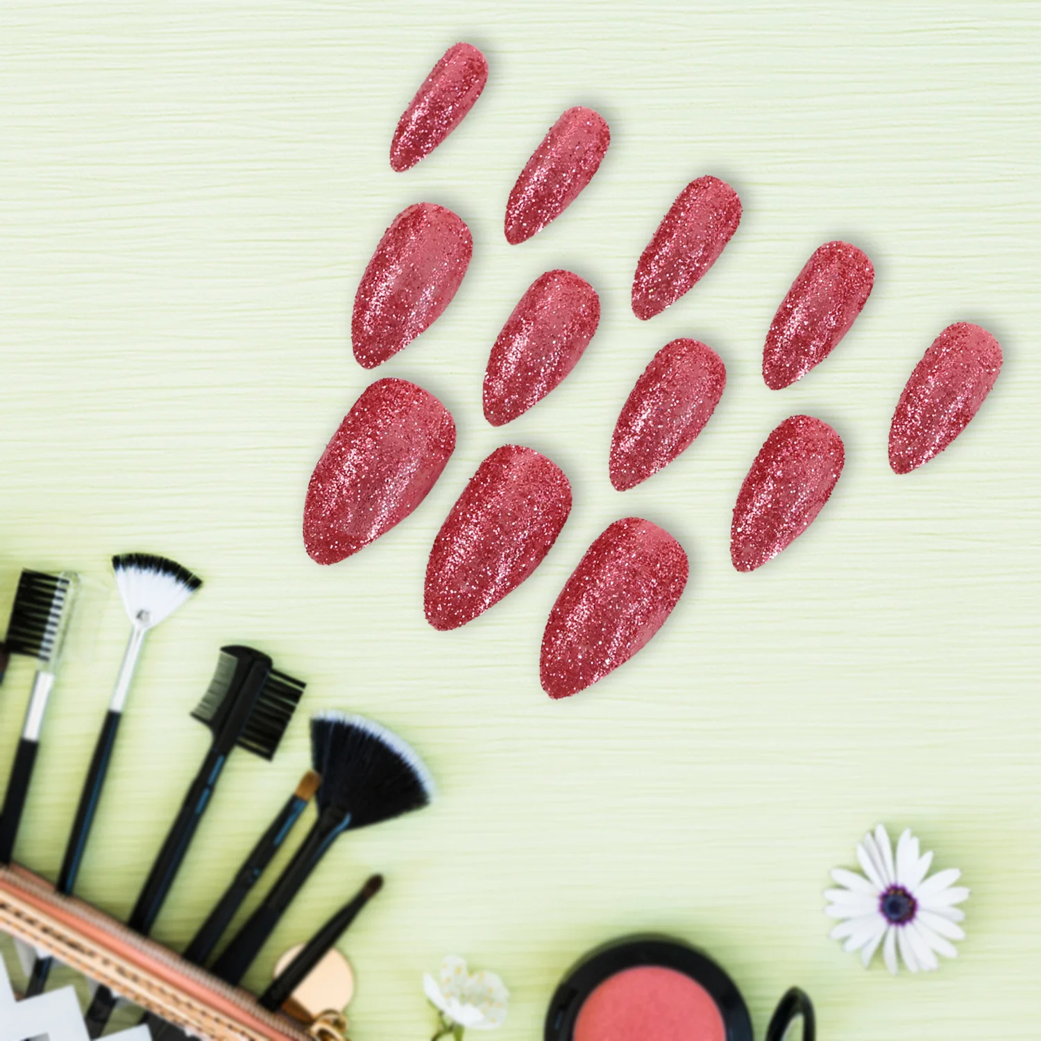 Glitter Press-On False Nails fake nails - (1 Set / Mix Color & Design) - Image 6