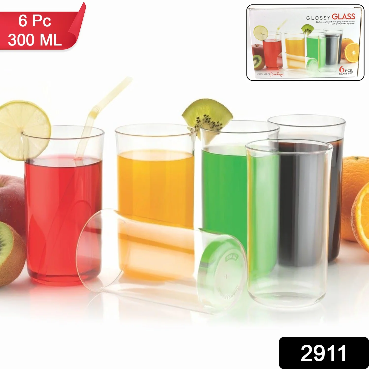 Glossy Plastic Glass Set (6 Pc / 300 ML) - Image 2