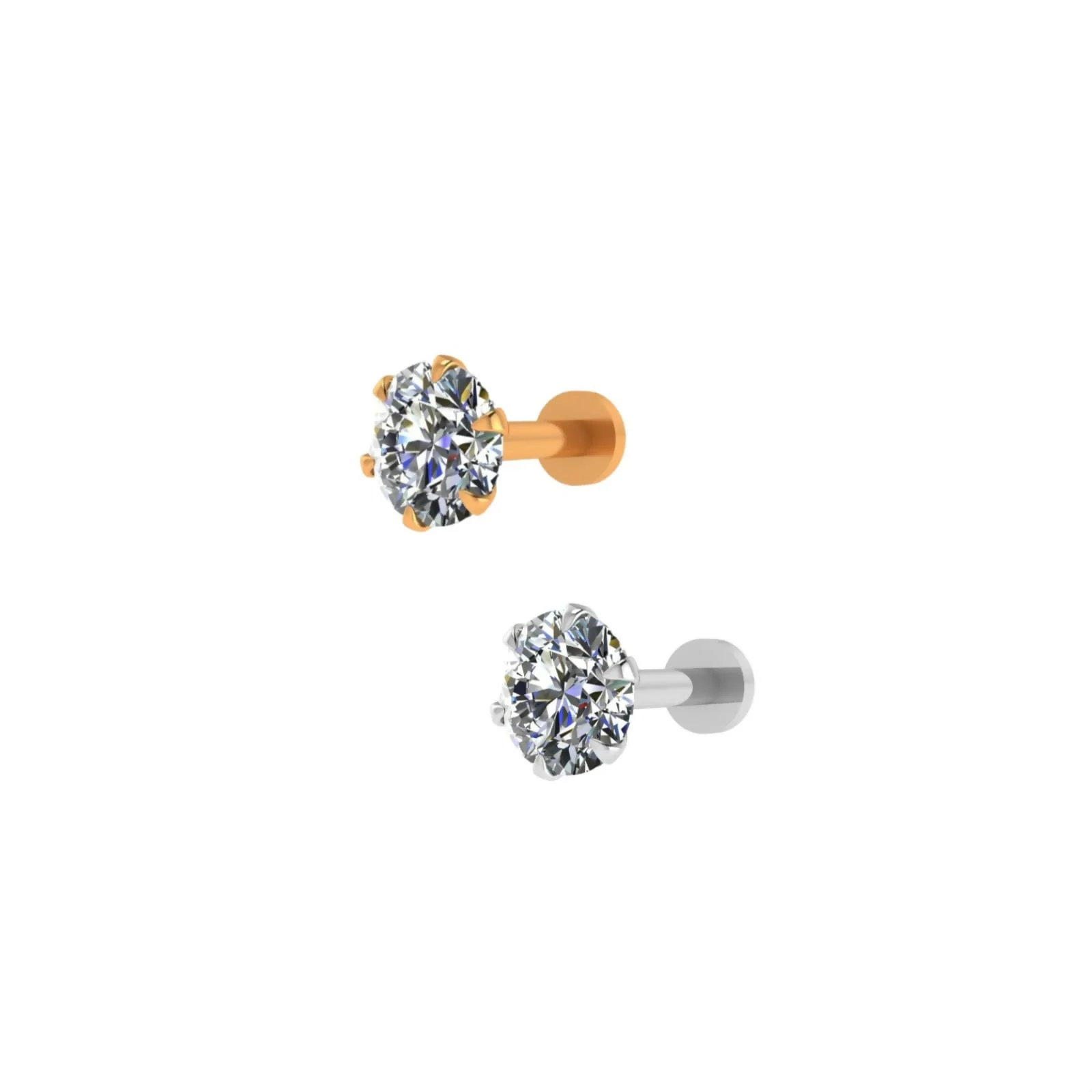 Gold and silver plated Nosepin Stud Labret Piercing for women and girls Combo Pack of 2 - Image 3