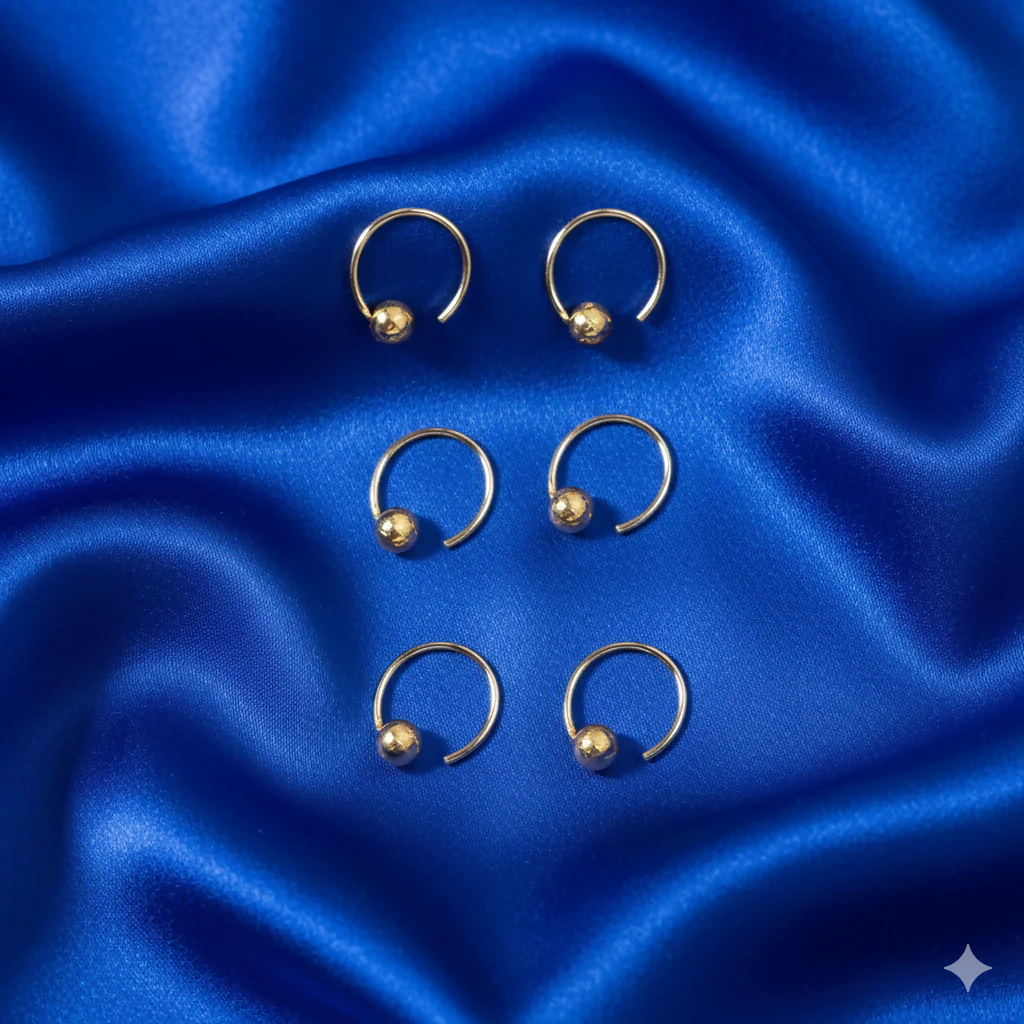 Gold Ball Nose Stud Nosering Laung Koka Nathni combo pack of 6 for women and girls - Image 2