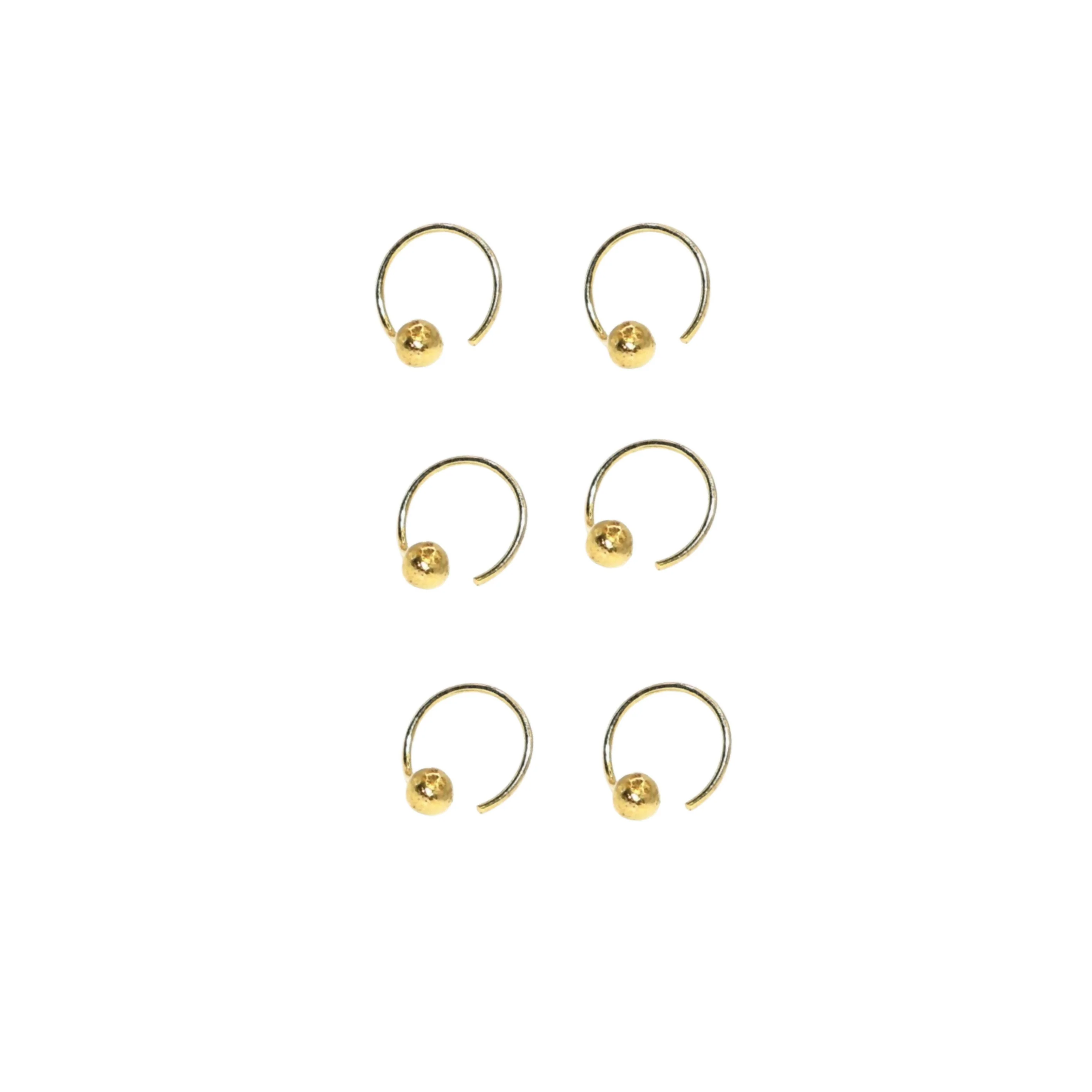 Gold Ball Nose Stud Nosering Laung Koka Nathni combo pack of 6 for women and girls - Image 3