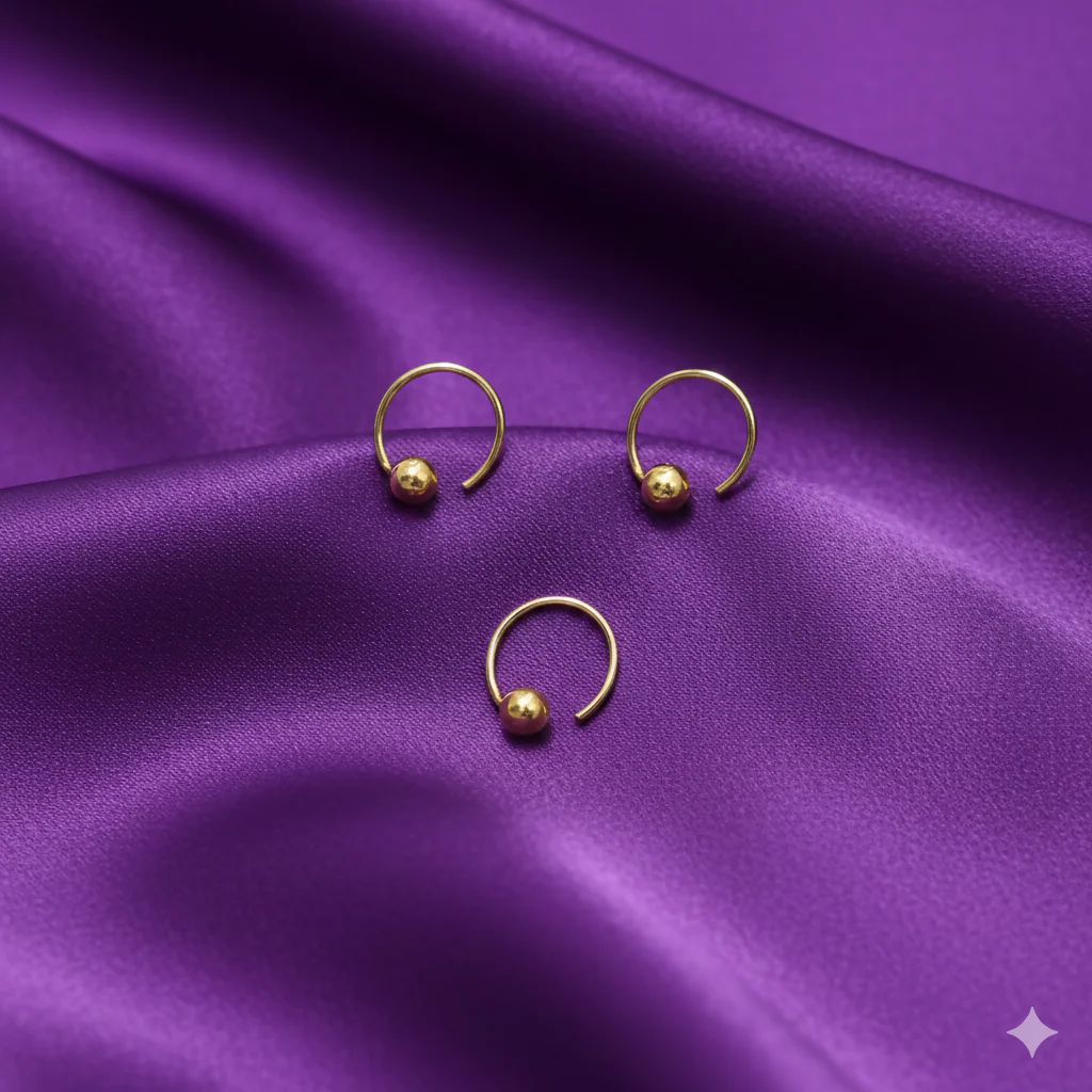 Gold Bead Nosering Laung Koka Nathni Set of 3 for women and girls - Image 2