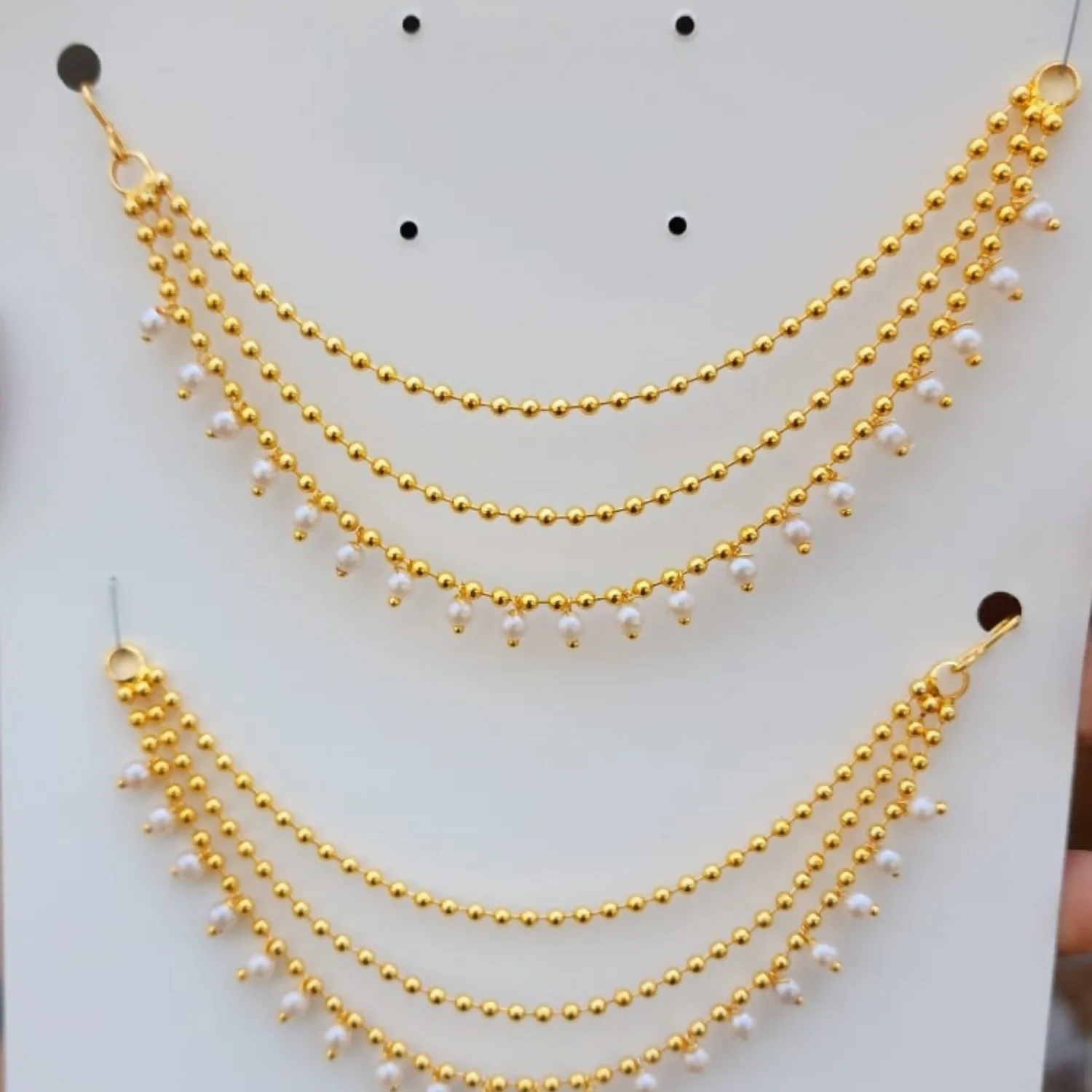 Gold Coated Multilayer Temple jewellery statement Chain Clip on hair Bahubali Set - Image 2