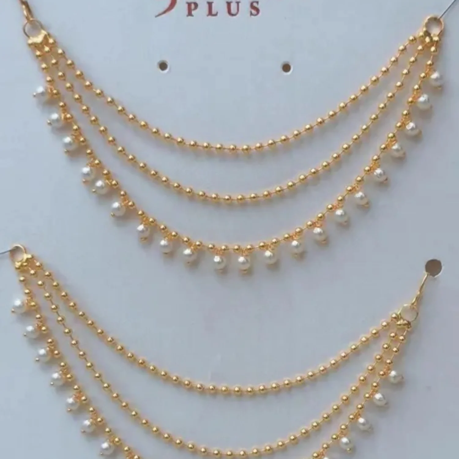 Gold Coated Multilayer Temple jewellery statement Chain Clip on hair Bahubali Set - Image 4