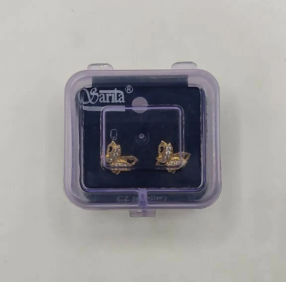 Gold & Diamond-Accented Butterfly Stud Earrings for women & girls - Image 5