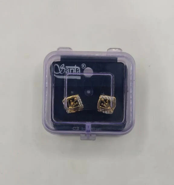 Gold Diamond Cage Stud Earring Setting - Square Solitaire Mount for women & girls - Image 5