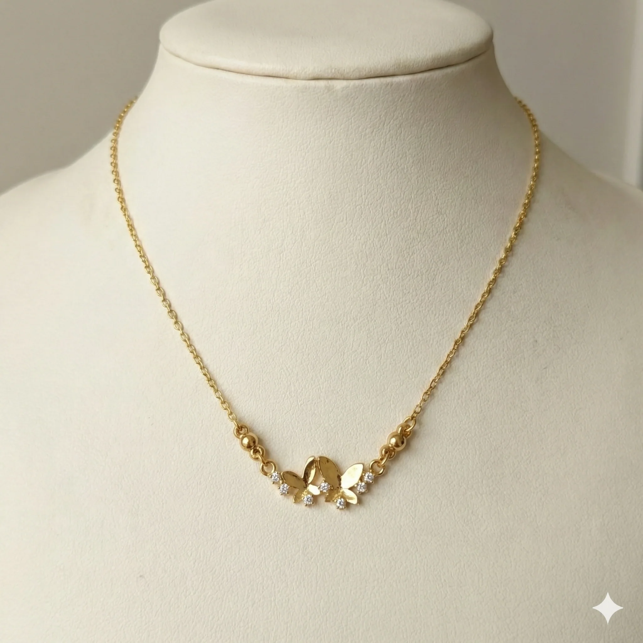 Gold Double Butterfly Necklace with AD For women and girls - Image 3