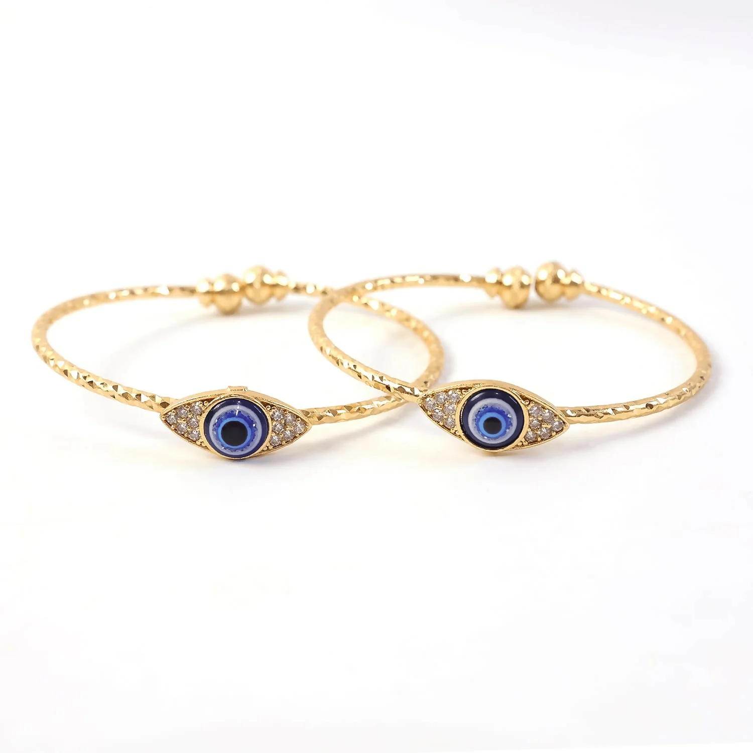Gold Evil Eye Adjustable Bangles for Women - Image 5