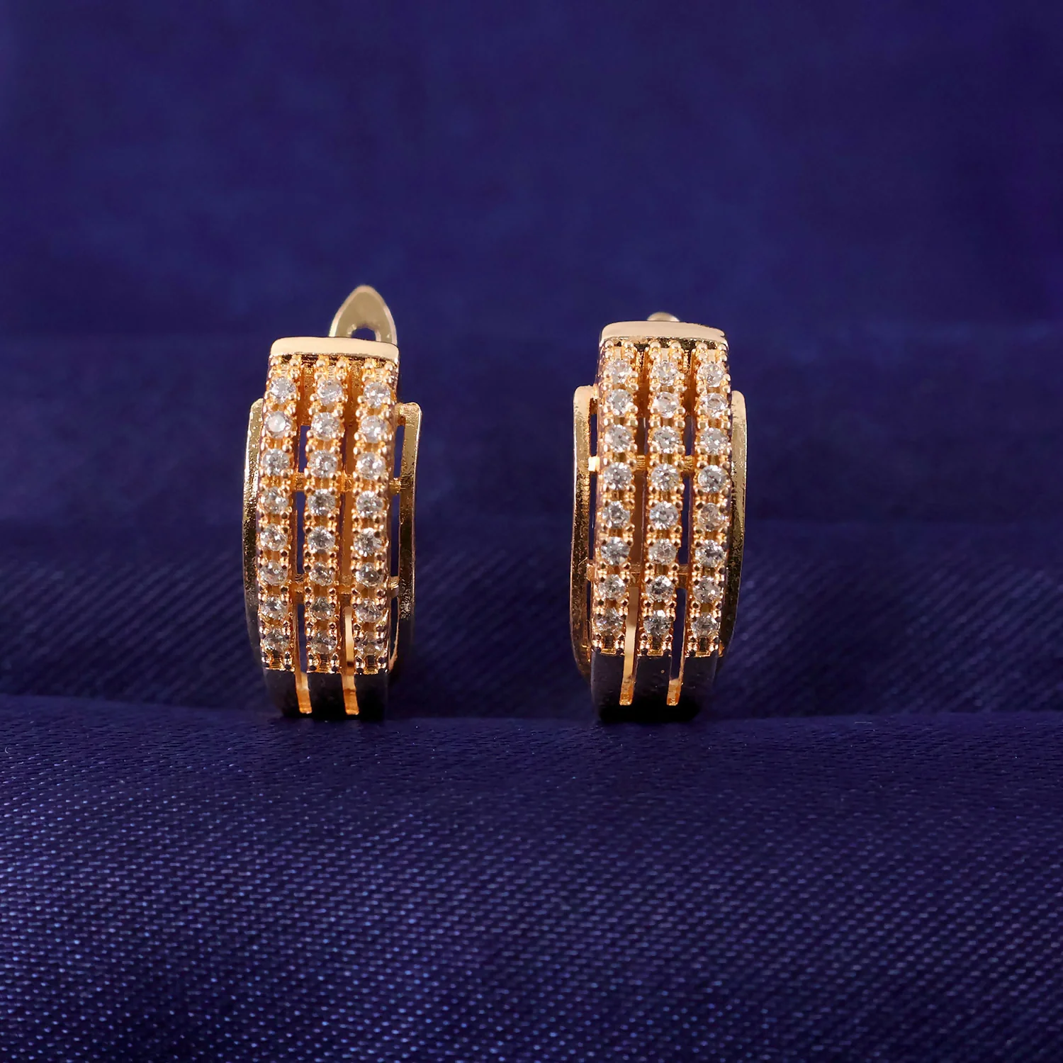 Gold Finish Crystal Hoop Earrings for Women - Image 2