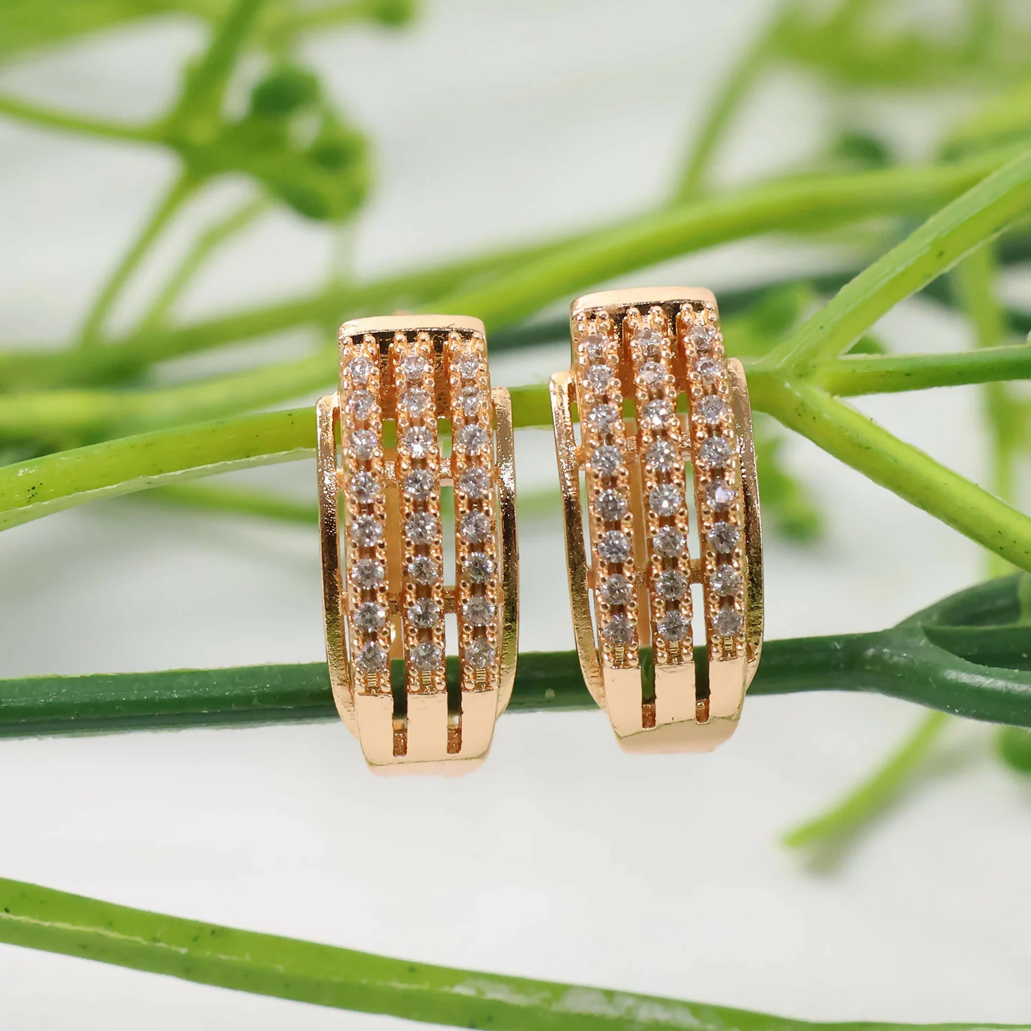 Gold Finish Crystal Hoop Earrings for Women - Image 4