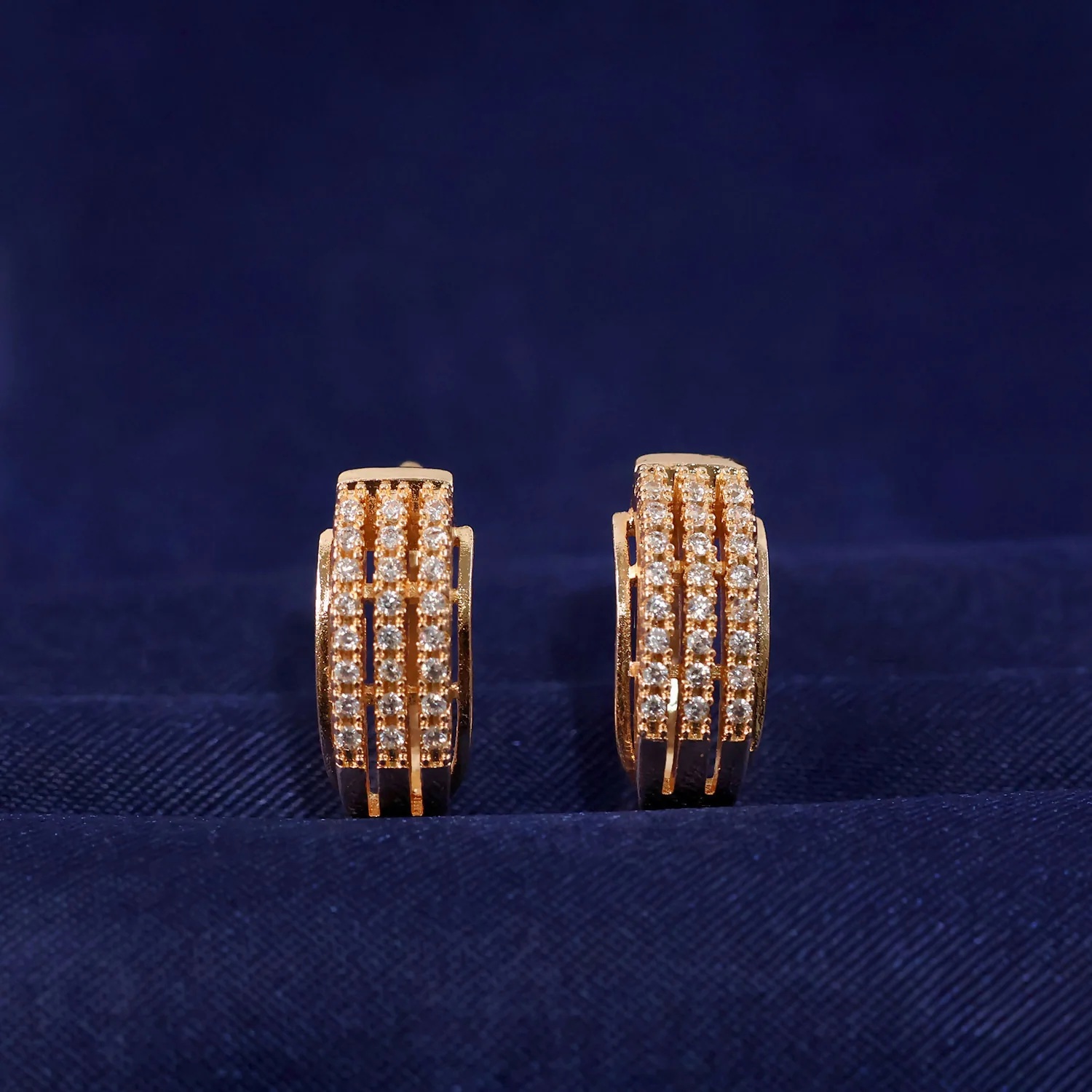 Gold Finish Crystal Hoop Earrings for Women - Image 6