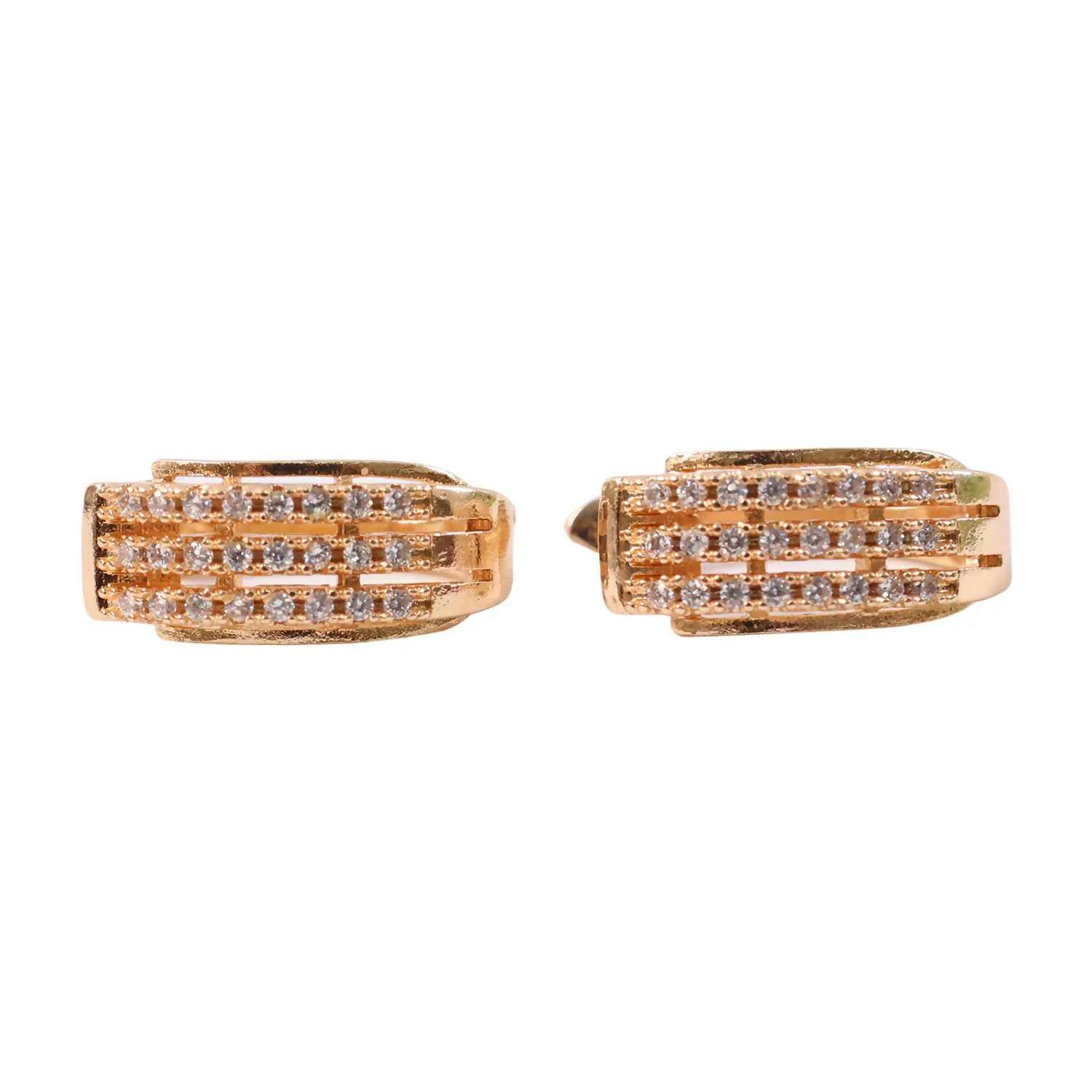 Gold Finish Crystal Hoop Earrings for Women - Image 7