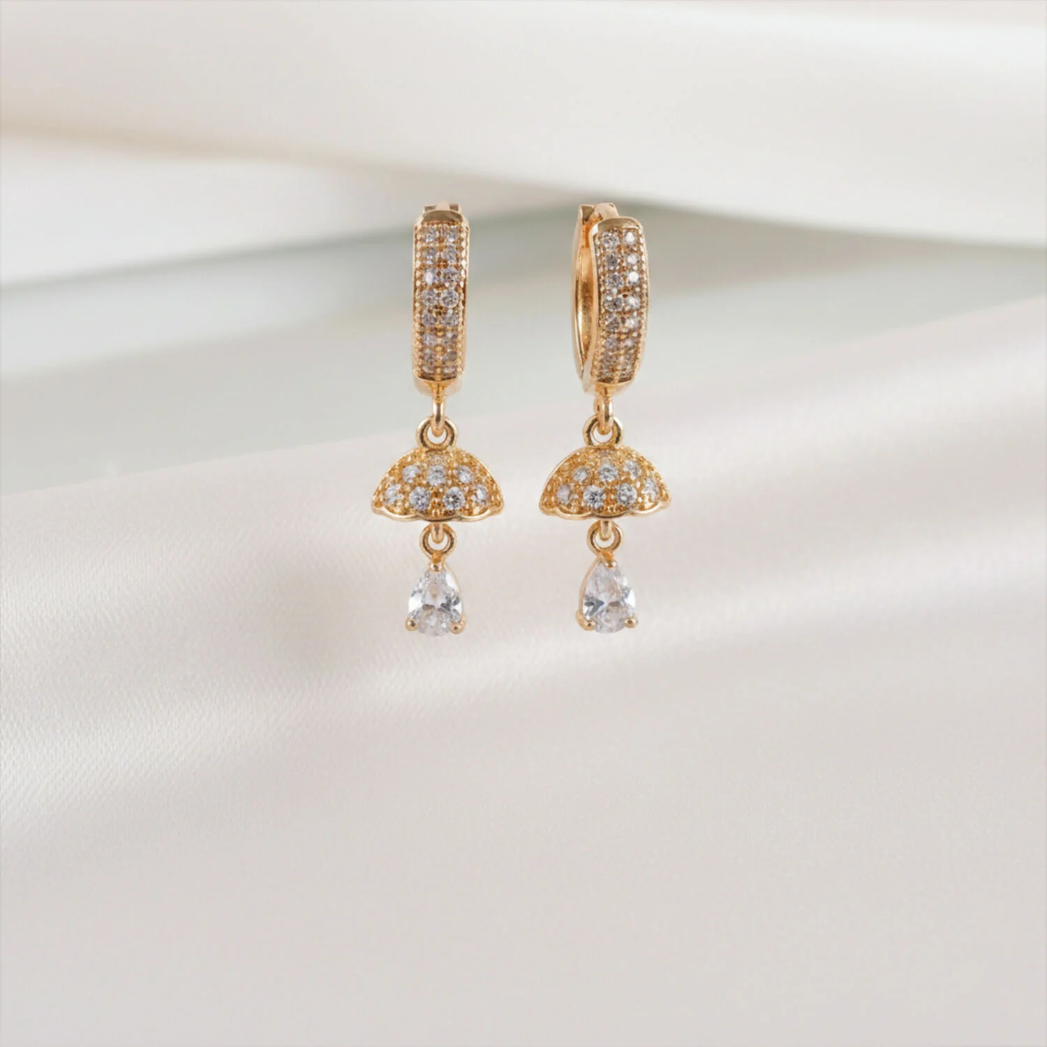 Gold Finish Hoop Earrings with Stone Studded Drop Design for Women & Girls - Image 4
