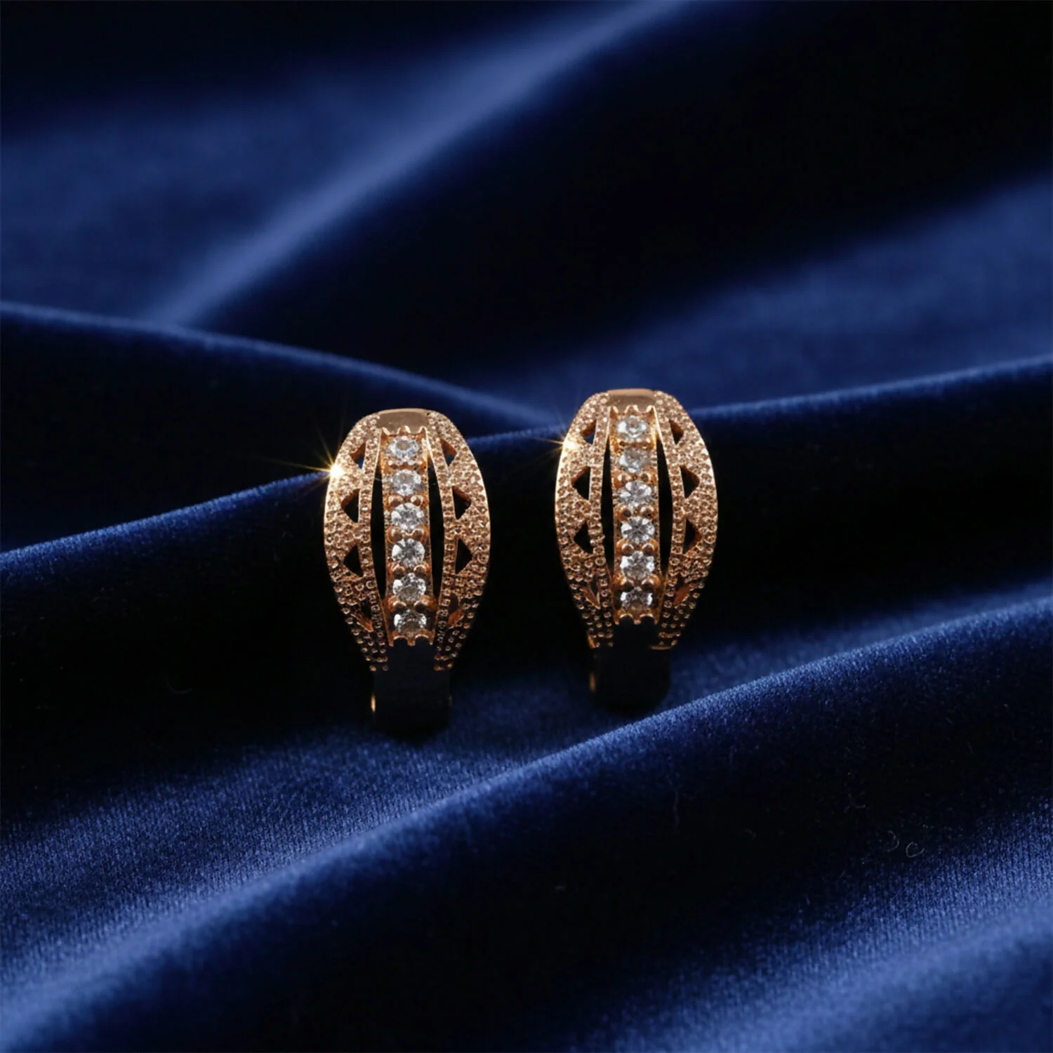 Elegant Gold Finish Stone Stud Earrings for Women & Girl - Image 2