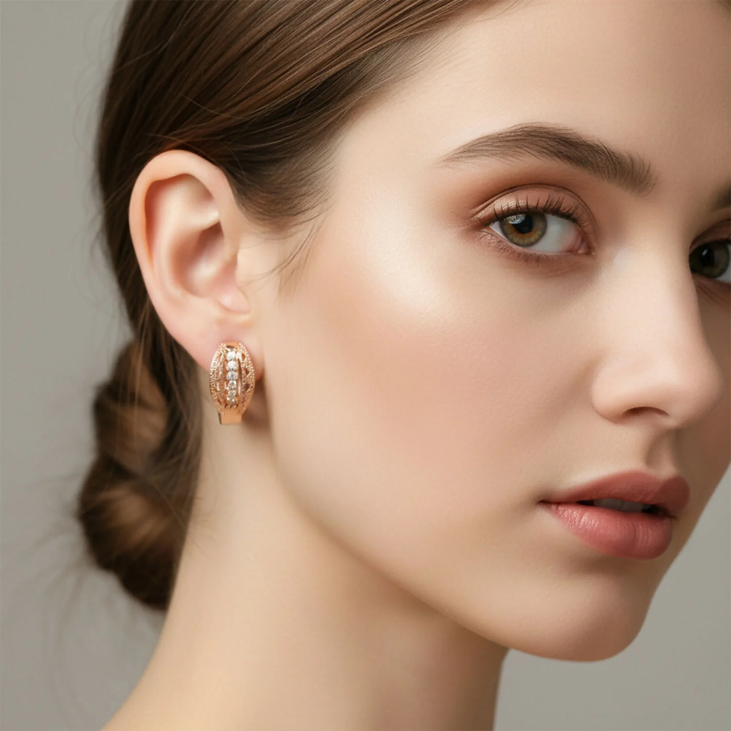 Elegant Gold Finish Stone Stud Earrings for Women & Girl - Image 3