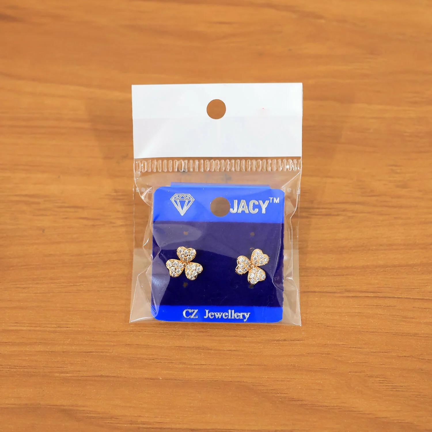 Elegant Clover Flower Design Stud Earrings for Women – Gold Tone Sparkling Floral Earrings - Image 6
