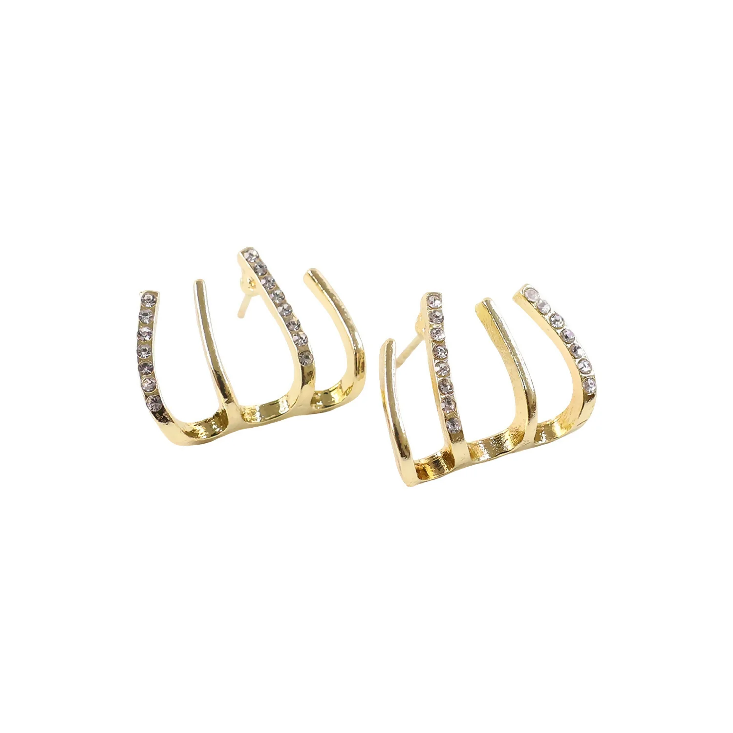 Gold Finish Multi Loop Stone Studded Designer Earrings for Women - Image 5