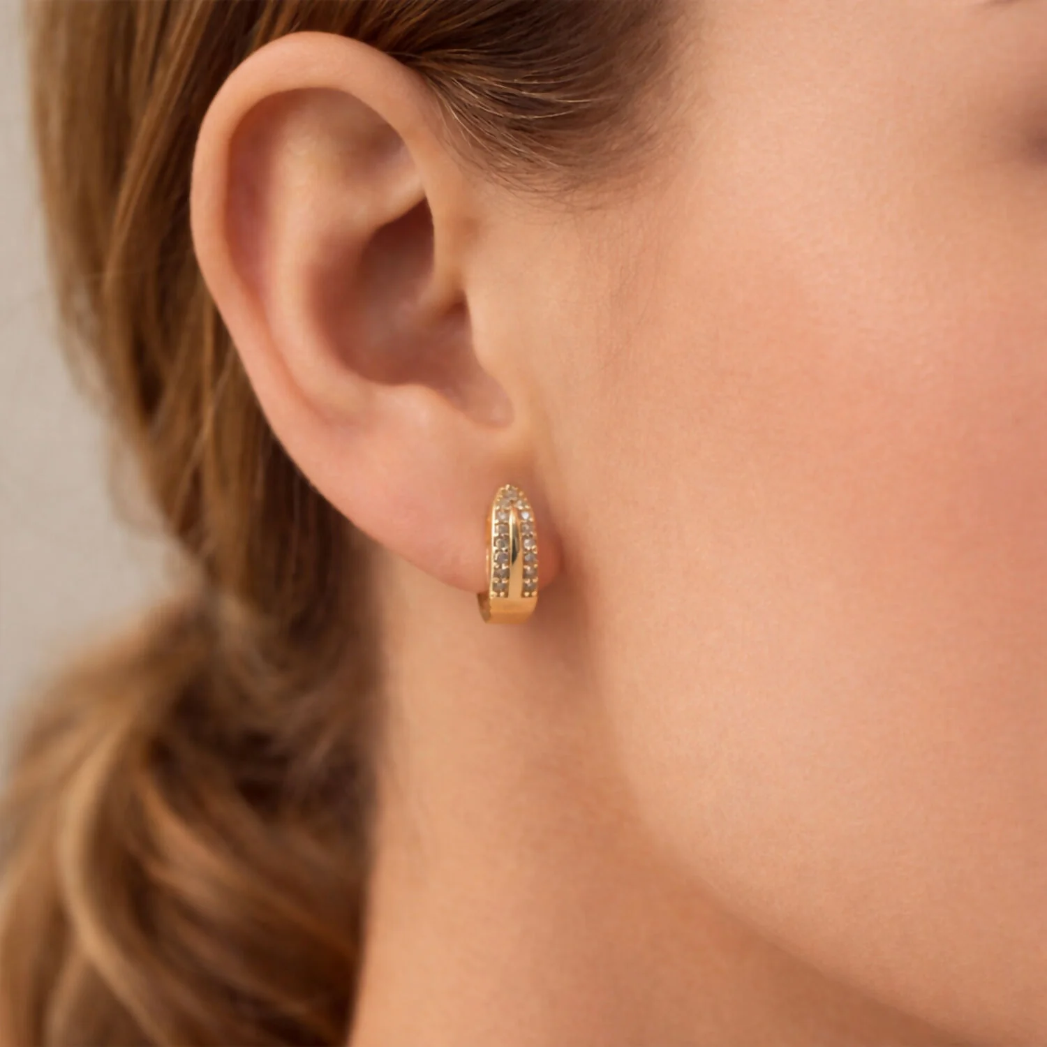 Gold Finish Sparkle Hoop Earrings for Daily and Party Wear - Image 2