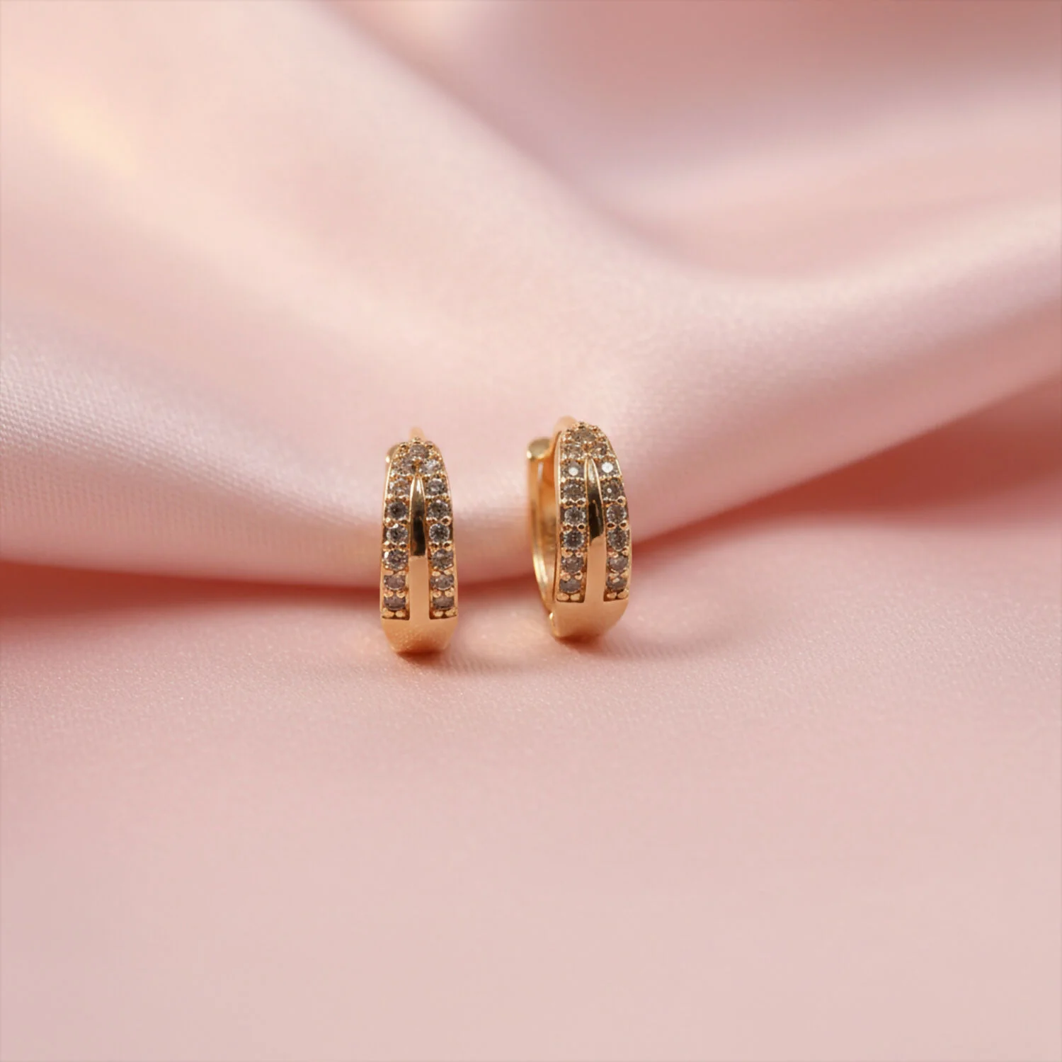 Gold Finish Sparkle Hoop Earrings for Daily and Party Wear - Image 3