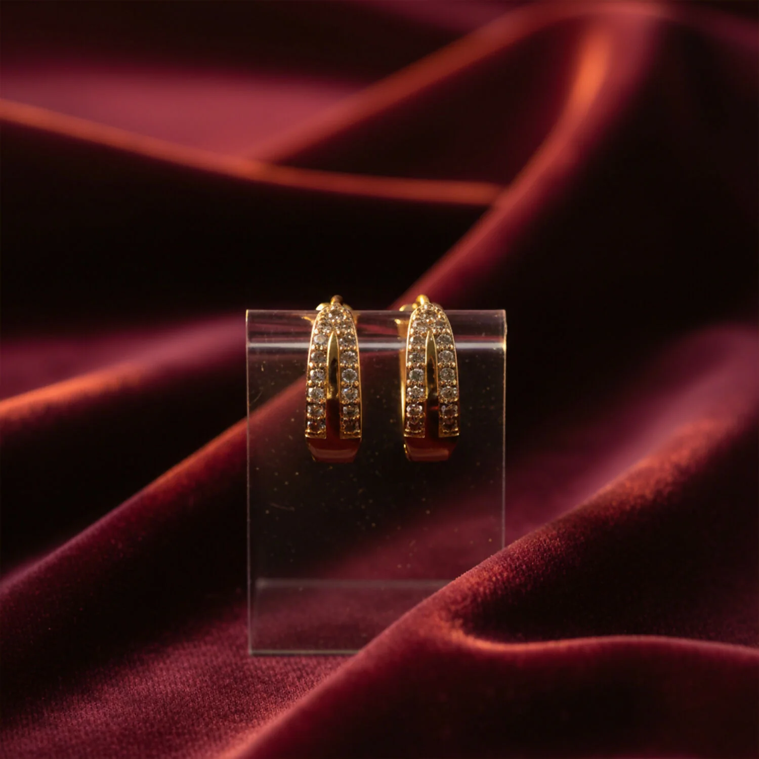 Gold Finish Sparkle Hoop Earrings for Daily and Party Wear - Image 4