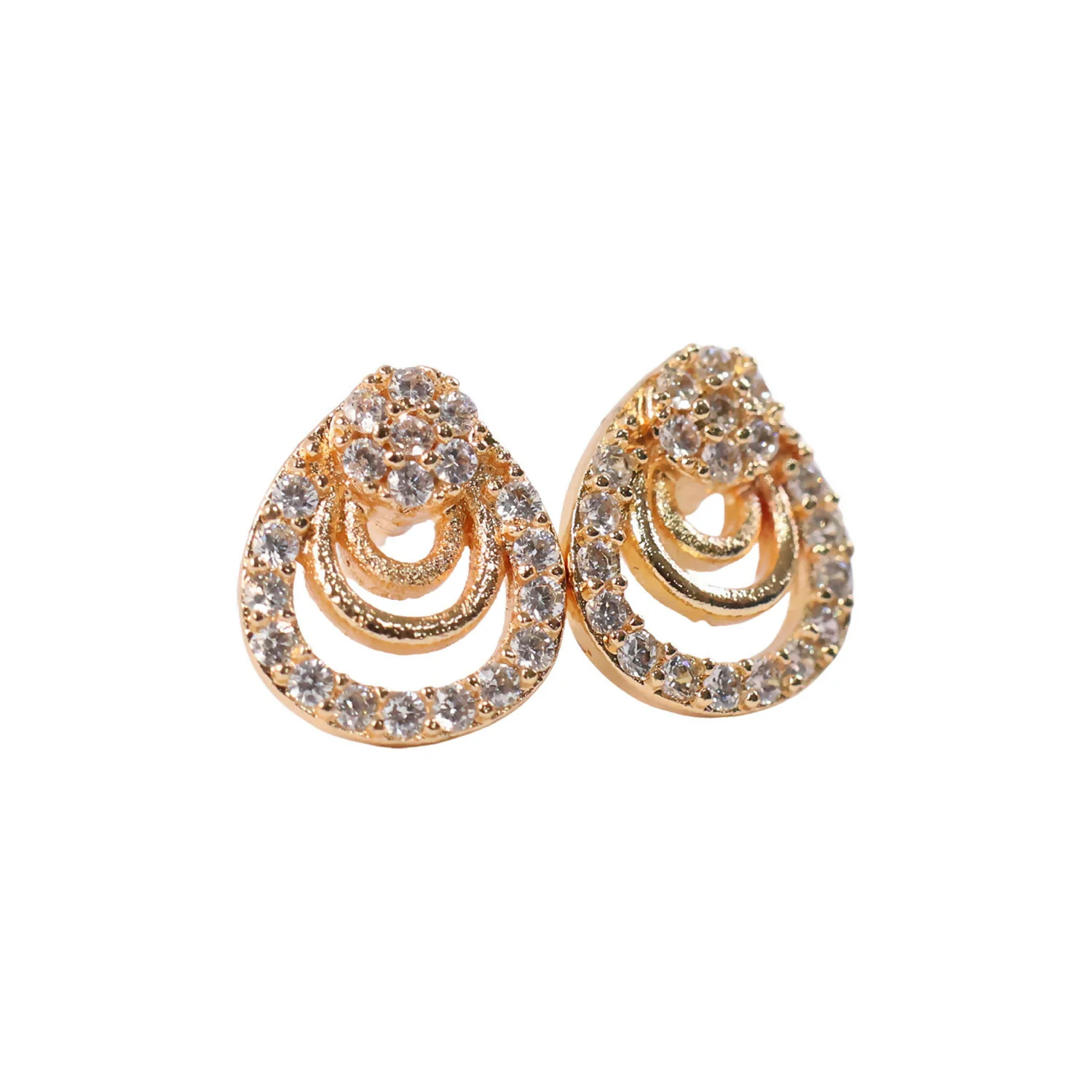 Gold Finish Teardrop Crystal Stud Earrings for Women – Elegant Party Wear Pair - Image 4