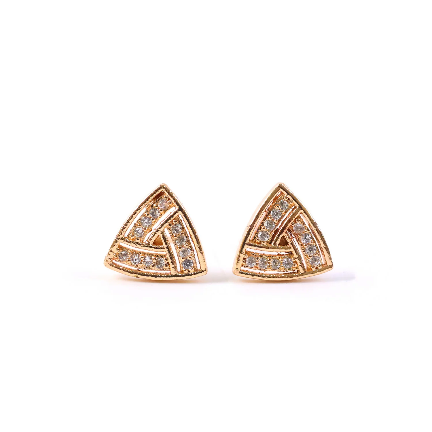 Gold Finish Triangle CZ Stud Earrings for Women – Elegant Daily & Party Wear - Image 5