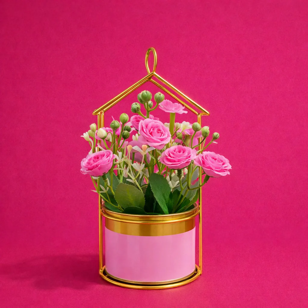 Gold House Frame Tabletop Planter with Decorative Pot(Color may vary) - Image 4